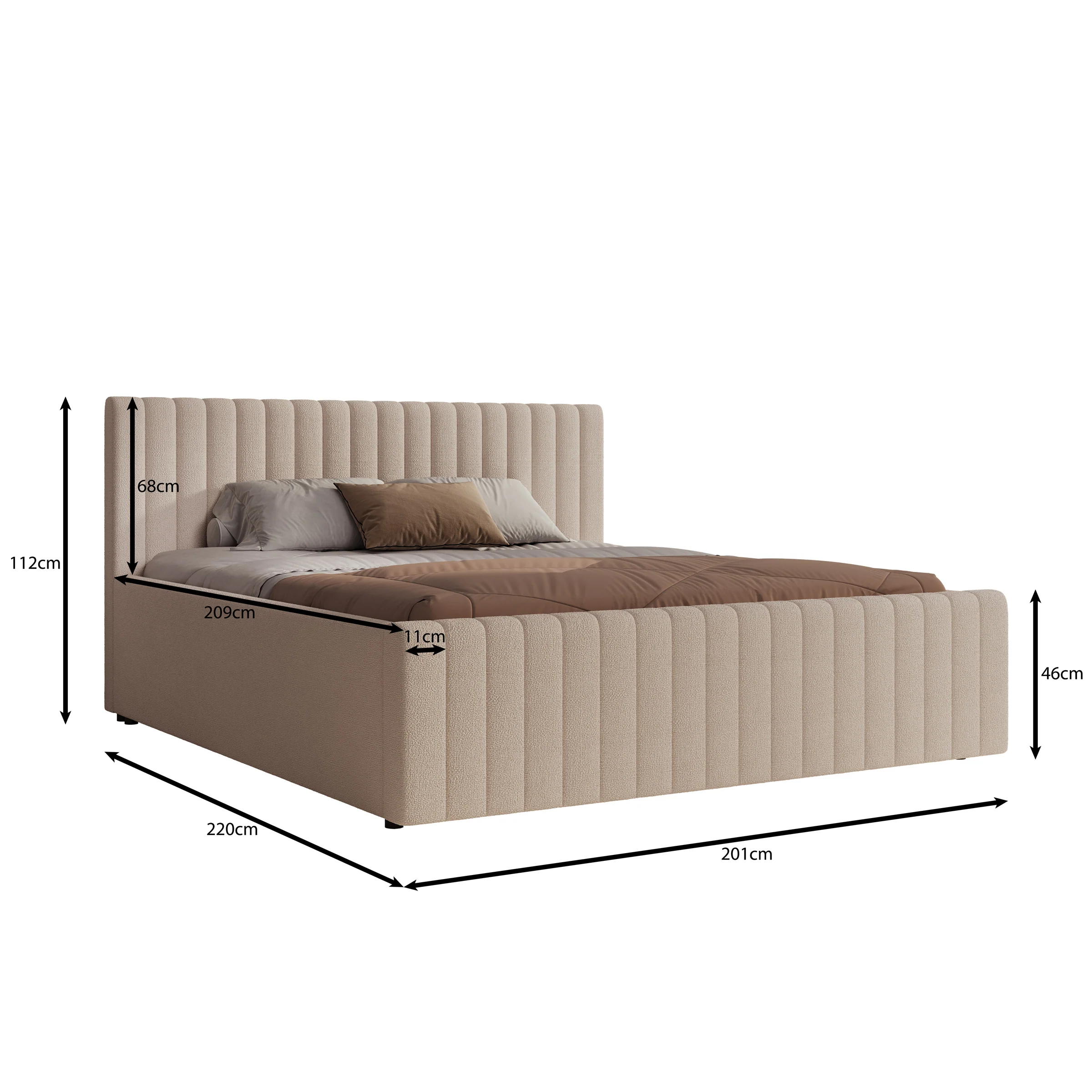 Bavira - Tweepersoonsbed met opbergruimte - Stof beige - 180x200 cm - Image 5