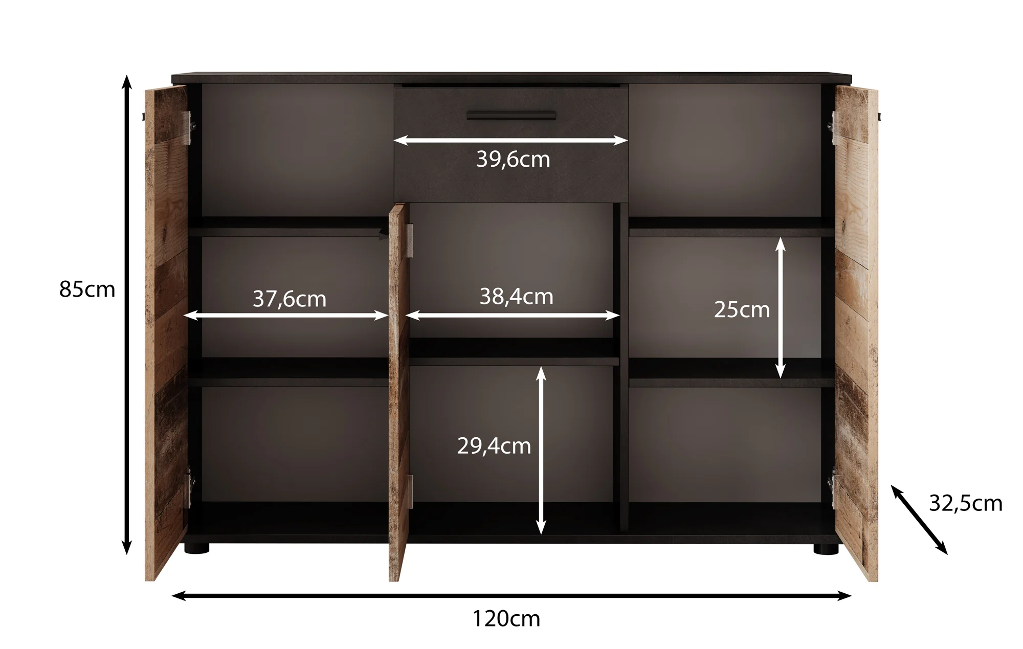 Bellini 2 - Dressoir - Licht/old wood - 120x33x85 cm - Image 5
