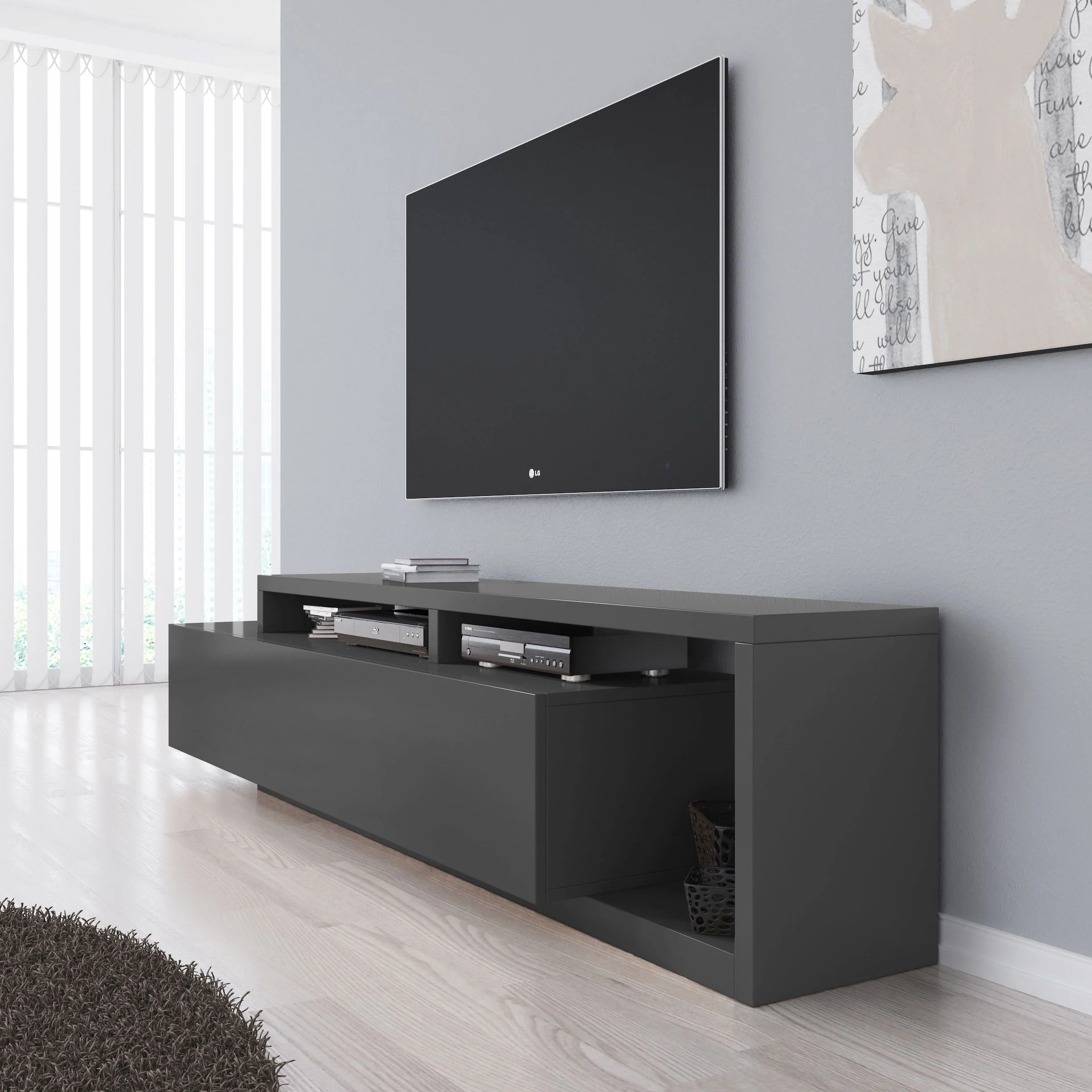 Bello - TV-Meubel met lade - Antraciet  - 219 cm - Image 4