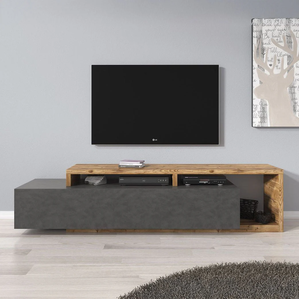 Bello - TV-Meubel met lade - Grijs/eiken  - 219 cm - Image 3