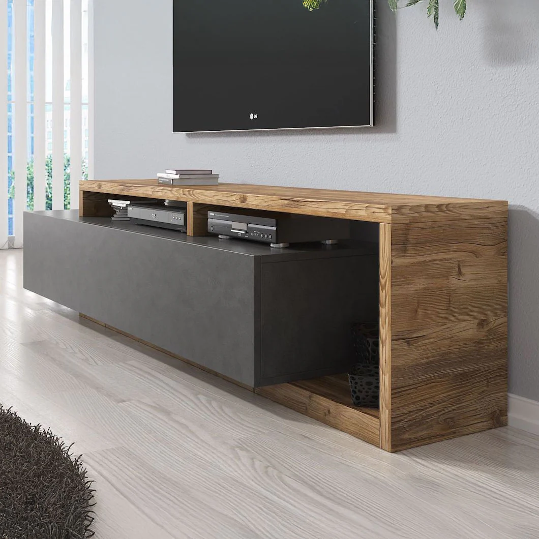 Bello - TV-Meubel met lade - Grijs/eiken  - 219 cm - Image 4