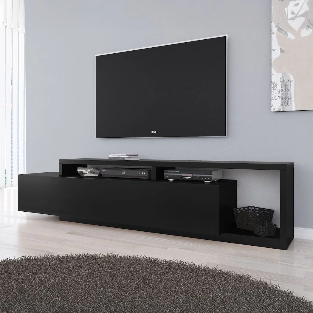 Bello - TV-Meubel -  met lade - Mat zwart  - 219 cm