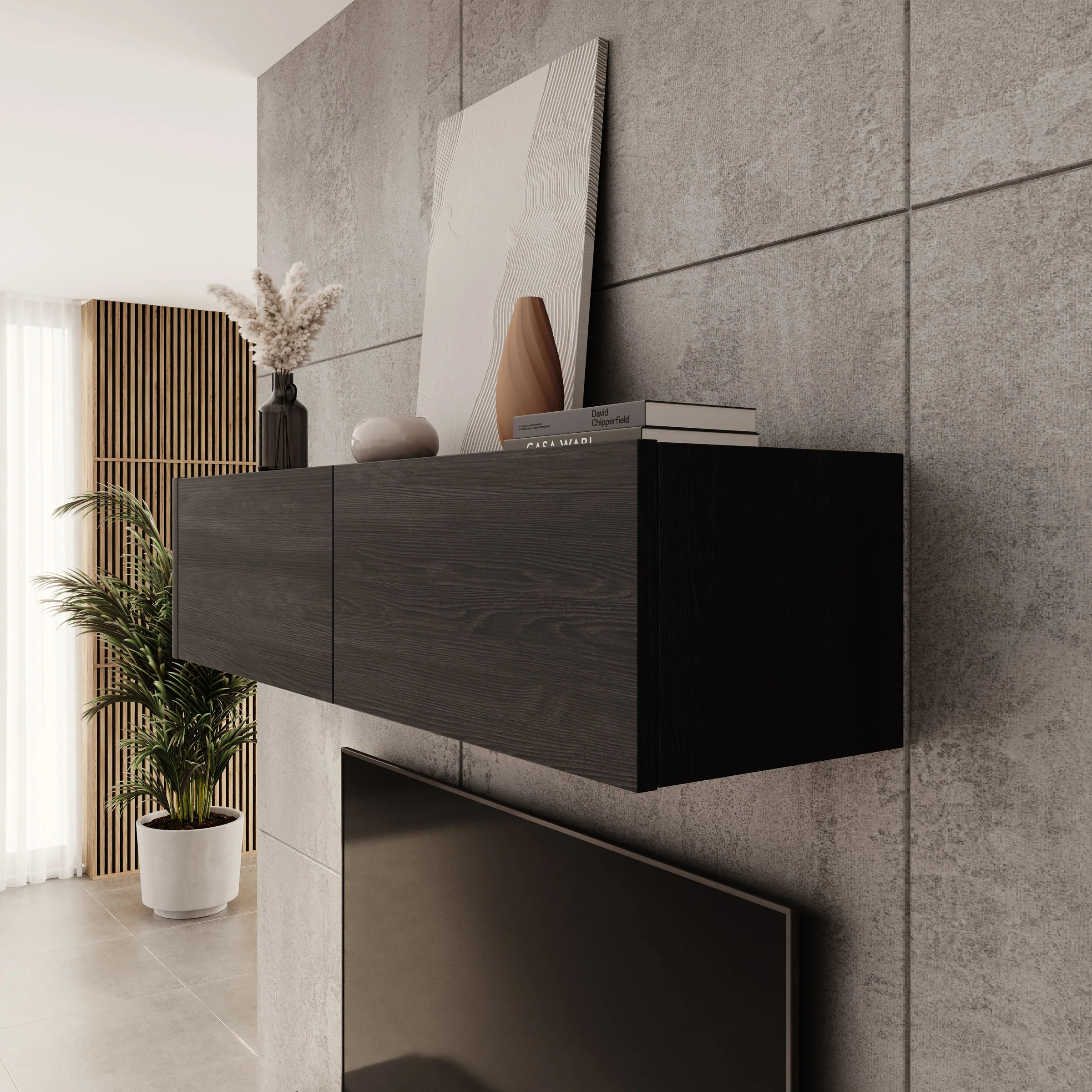 Bijou - Wandkast - Zwart - 129x34x30 cm - Image 4