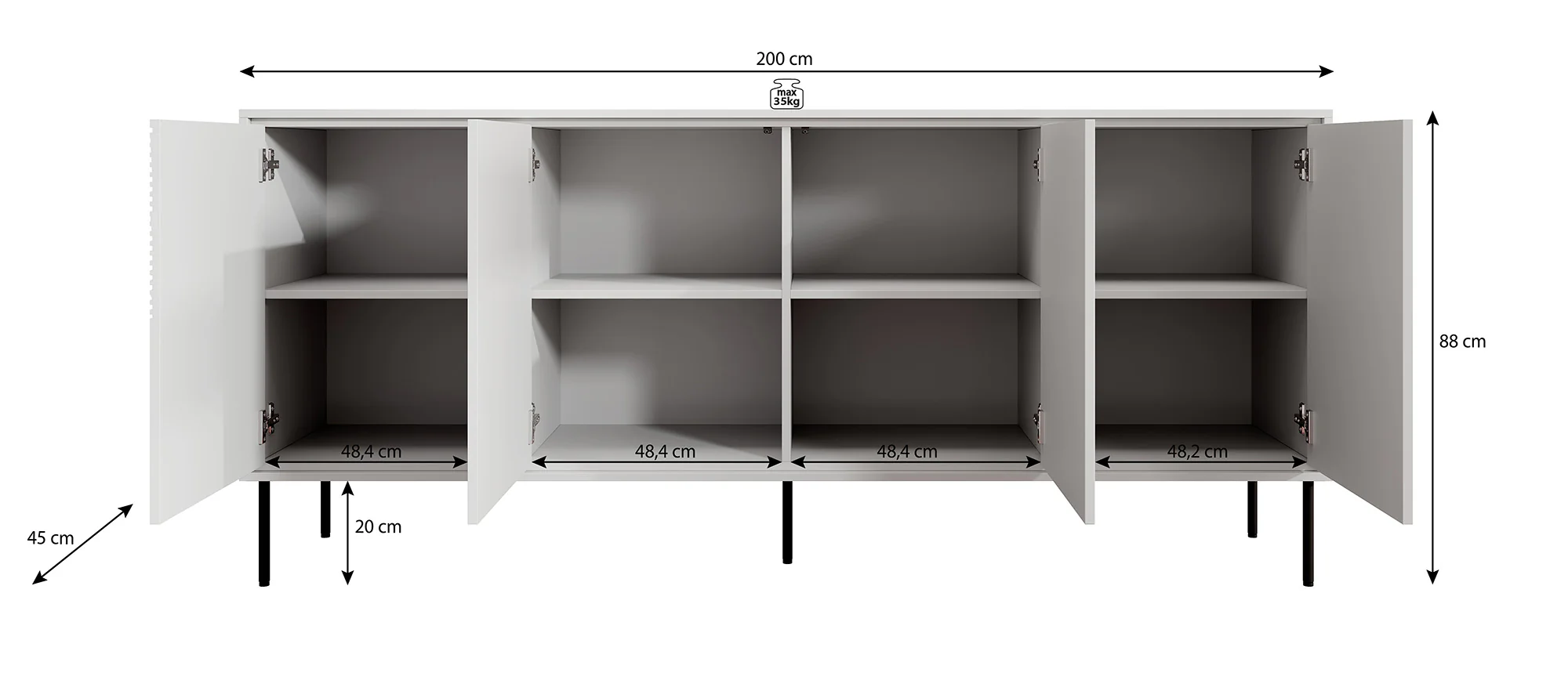 Blanes - Dressoir - Beige - 200x45x88 cm - Image 5