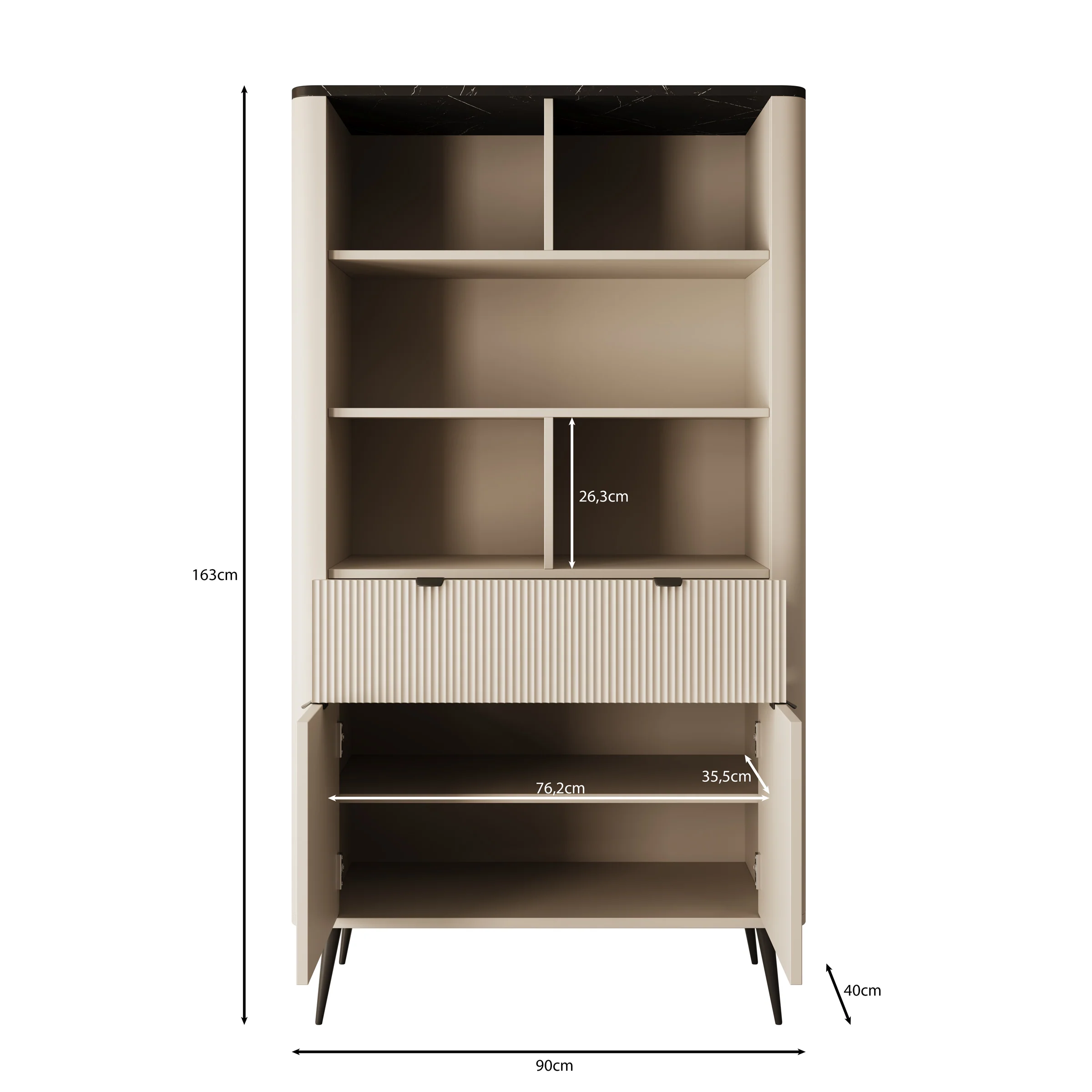 Mace - Boekenkast - Beige - 90x40x163 cm - Image 5