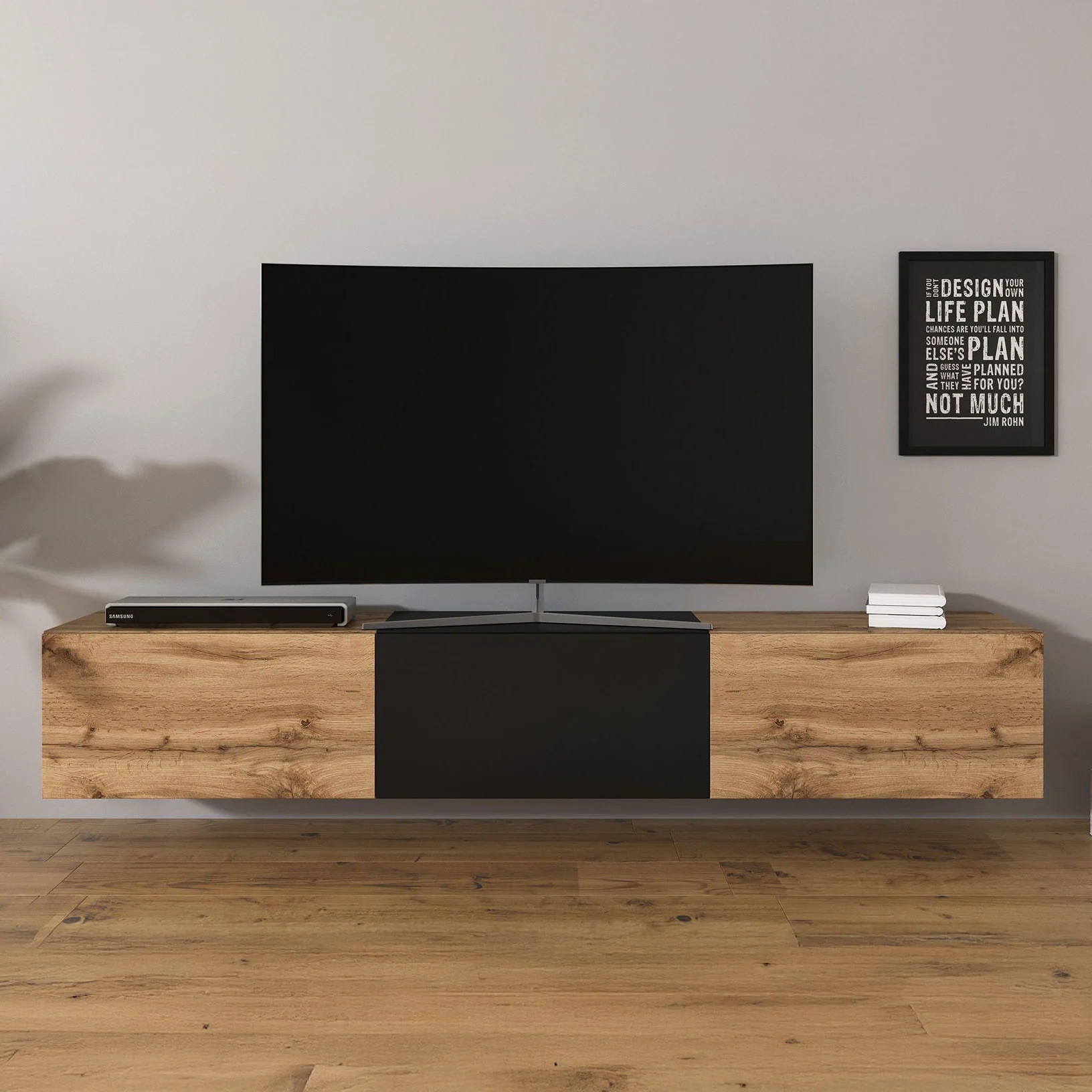 Bonzo - TV-Meubel - Eiken/zwart - 180x33x30 cm - Image 3