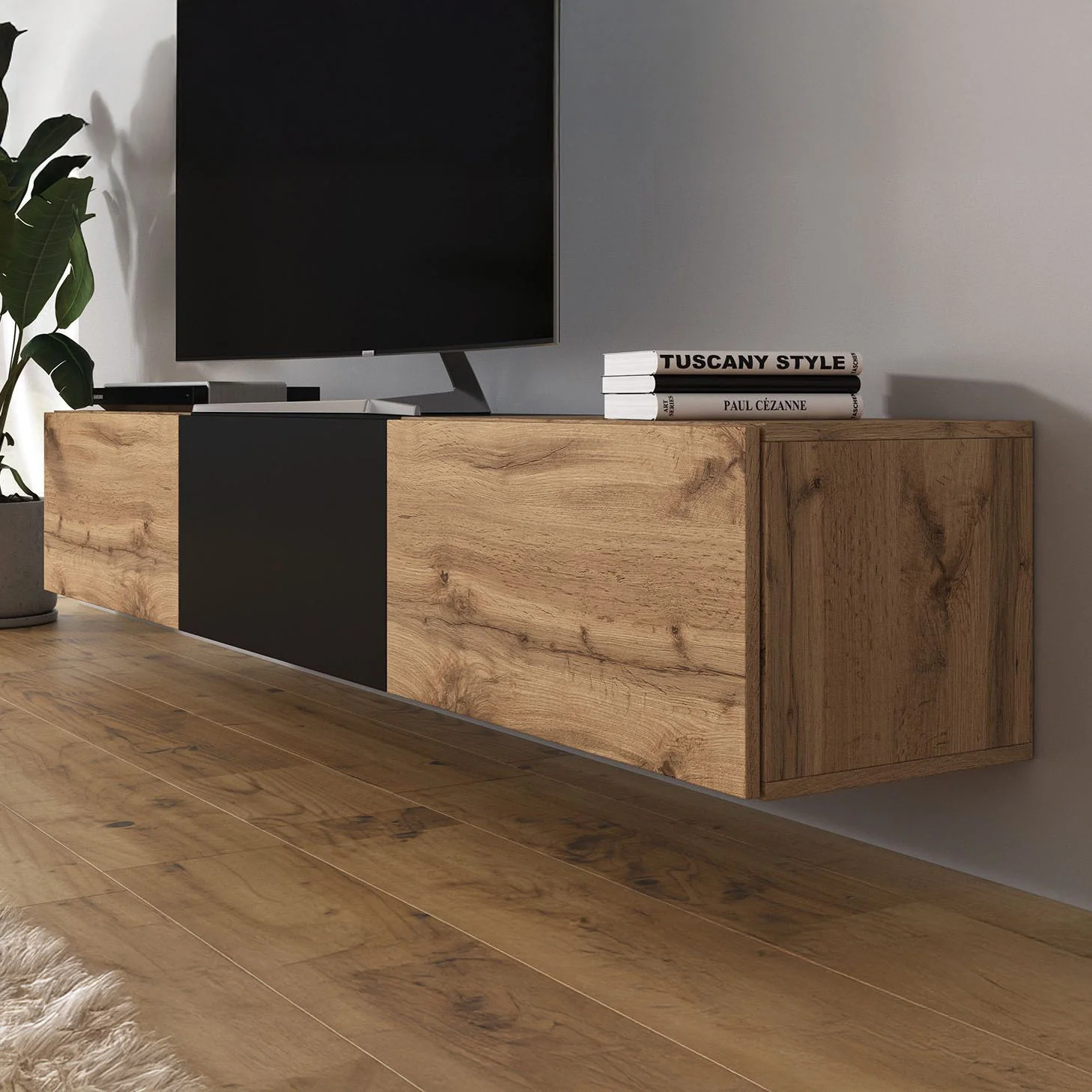 Bonzo - TV-Meubel - Eiken/zwart - 180x33x30 cm - Image 4