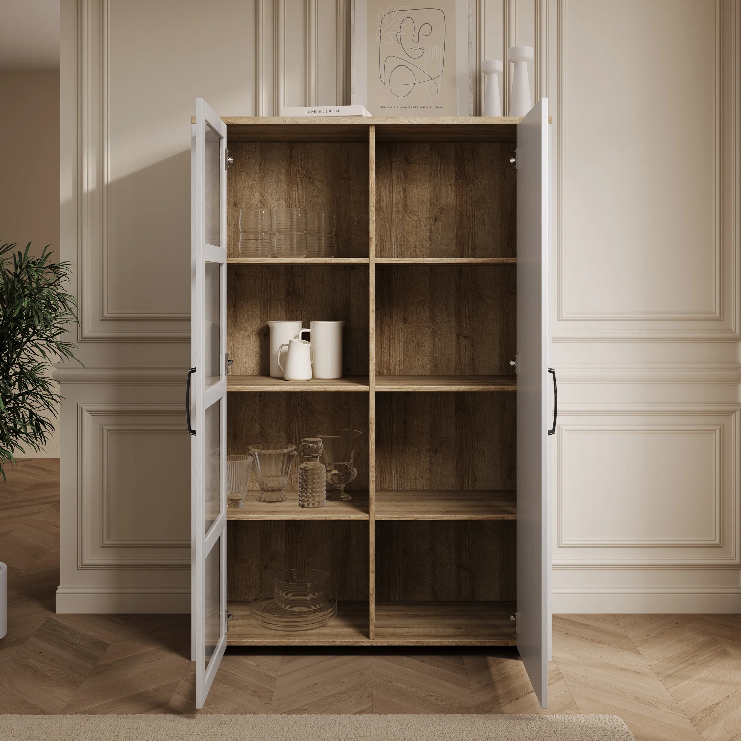 Borello - Buffetkast - Wit - 106x42x161 cm - Image 2