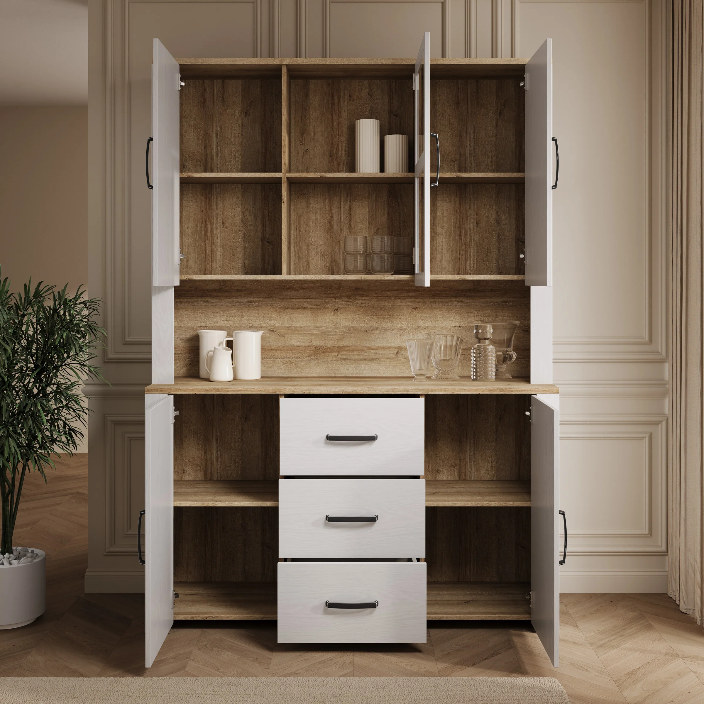 Borello - Buffetkast - Wit - 146x42x205 cm - Image 2