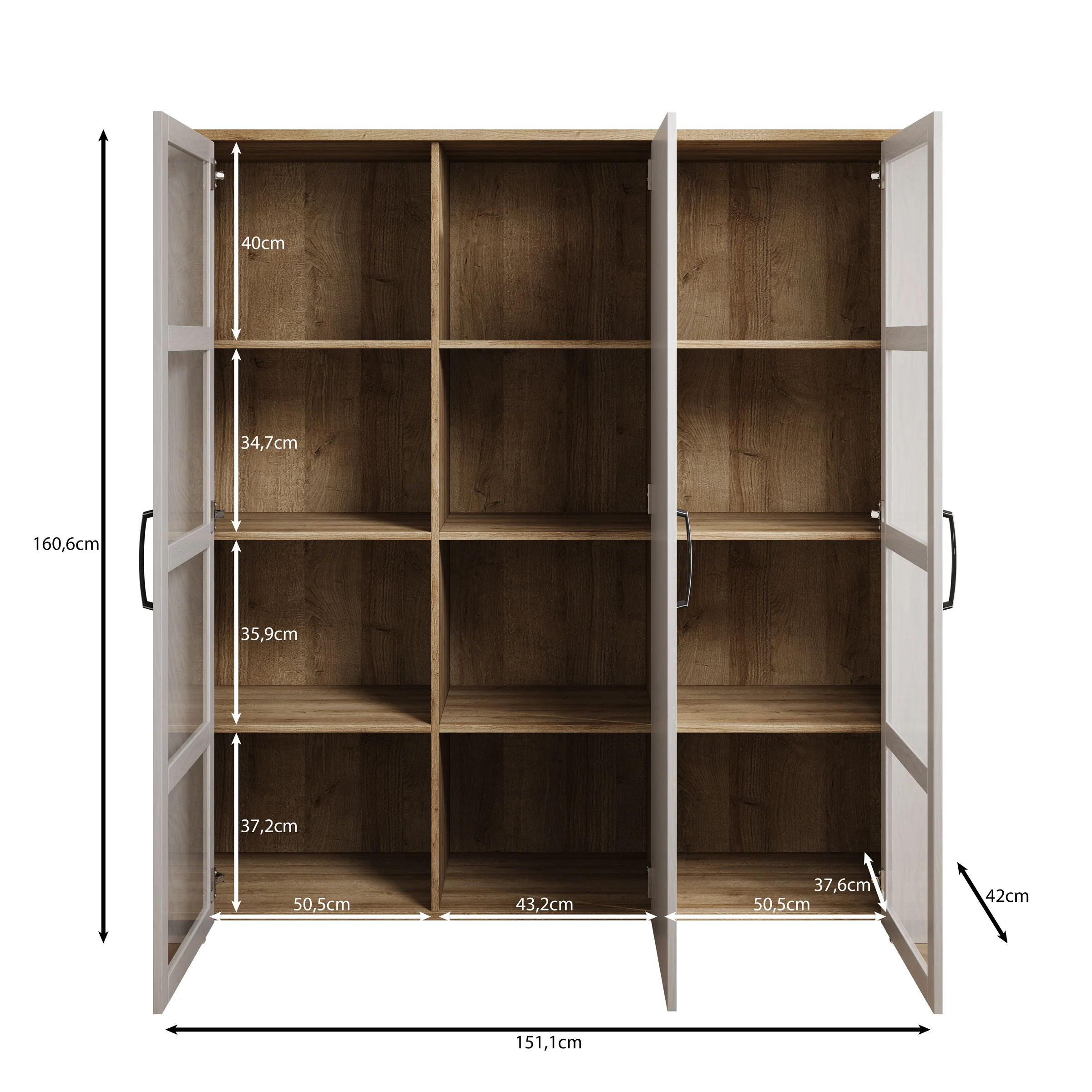 Borello - Buffetkast - Zwart - 151x42x161 cm - Image 5