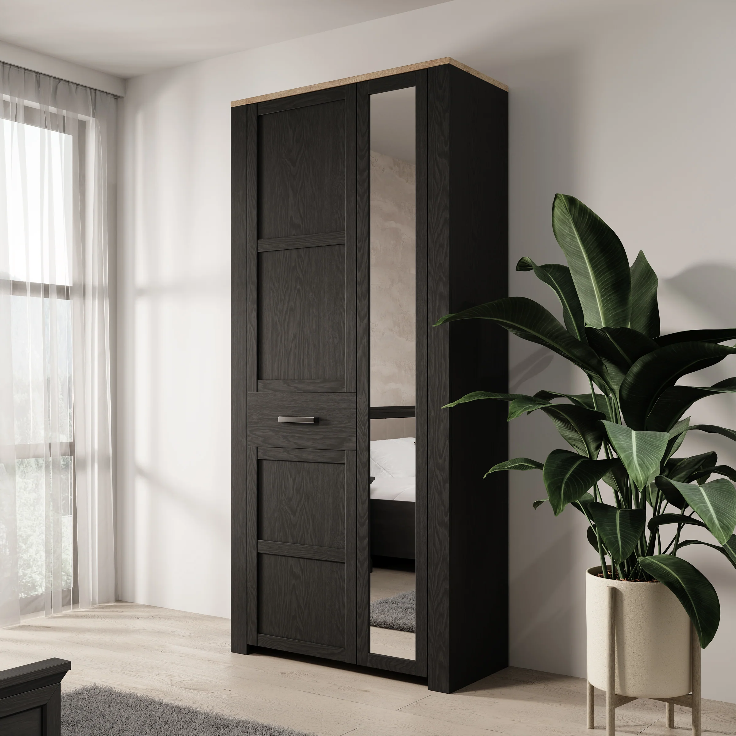 Borello - Kledingkast 2 deurs - Zwart - 94x42x205 cm