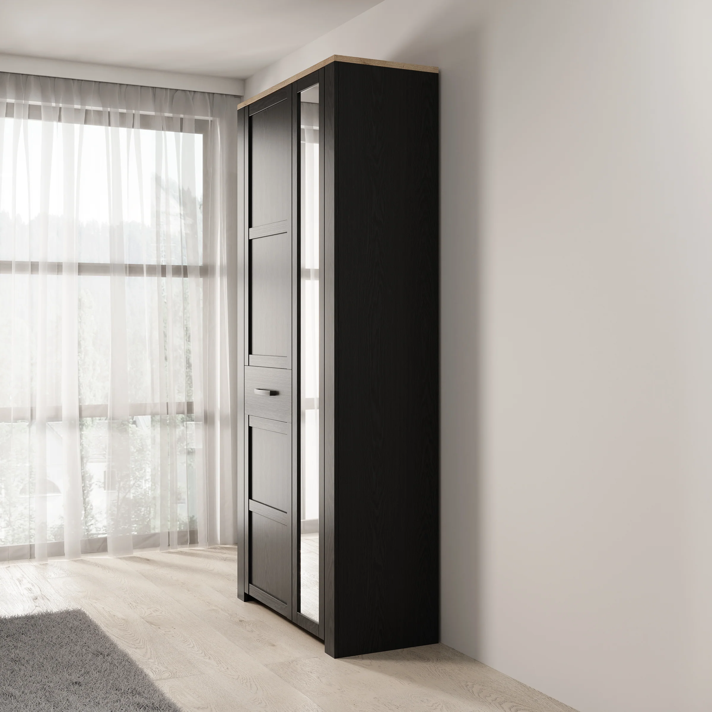 Borello - Kledingkast 2 deurs - Zwart - 94x42x205 cm - Image 4