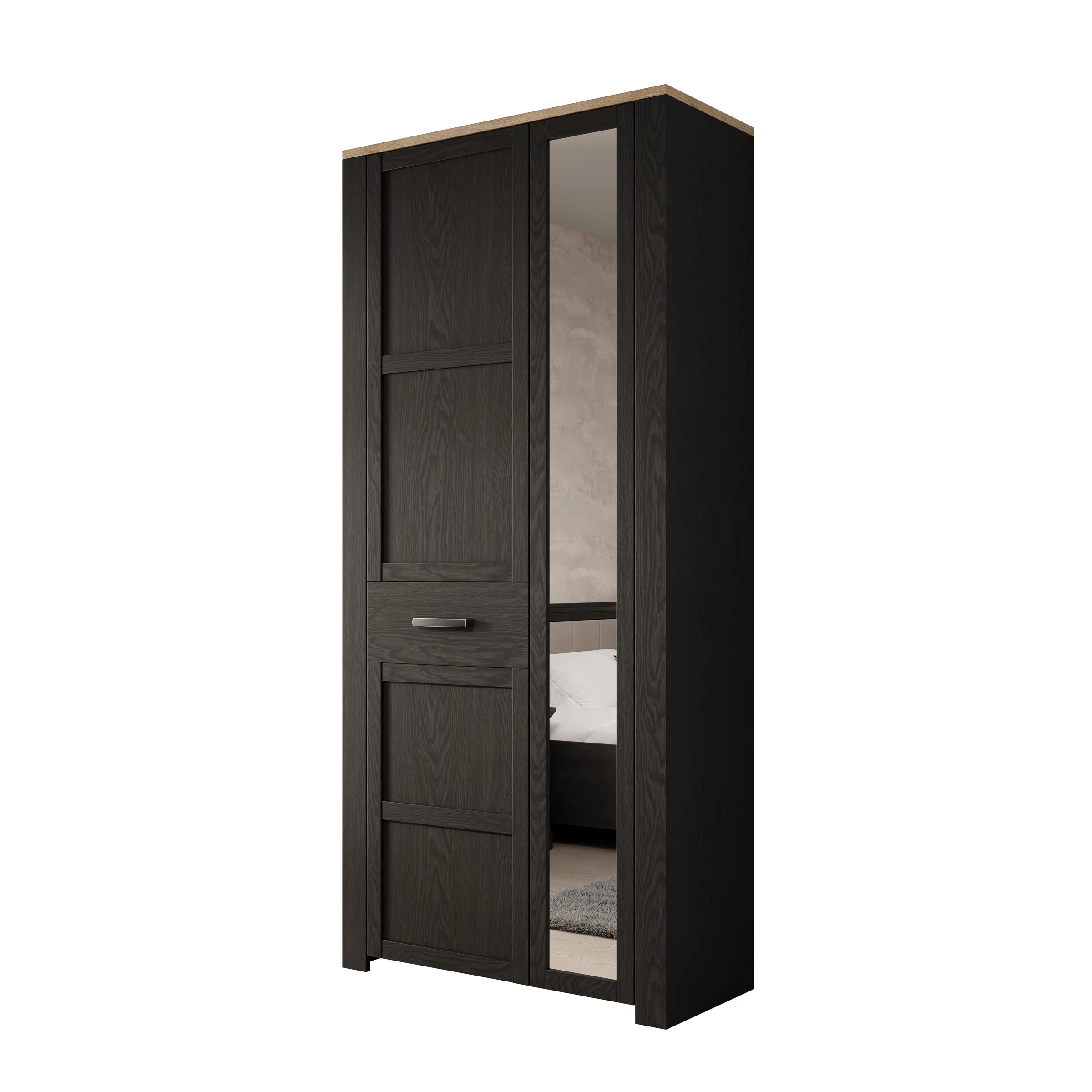 Borello - Kledingkast 2 deurs - Zwart - 94x42x205 cm - Image 6