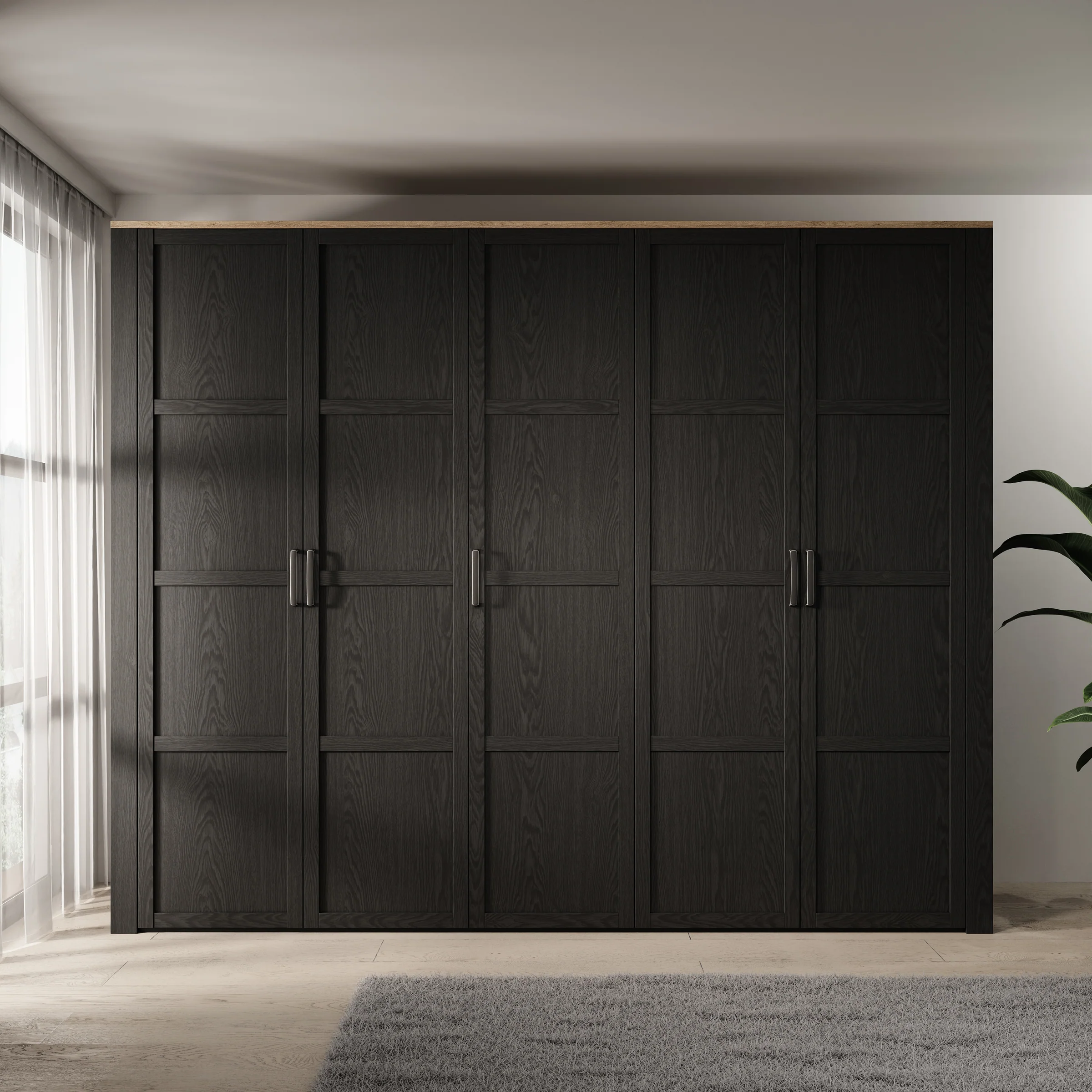Borello - Kledingkast 5 deurs - Zwart - 266x60x214 cm - Image 3