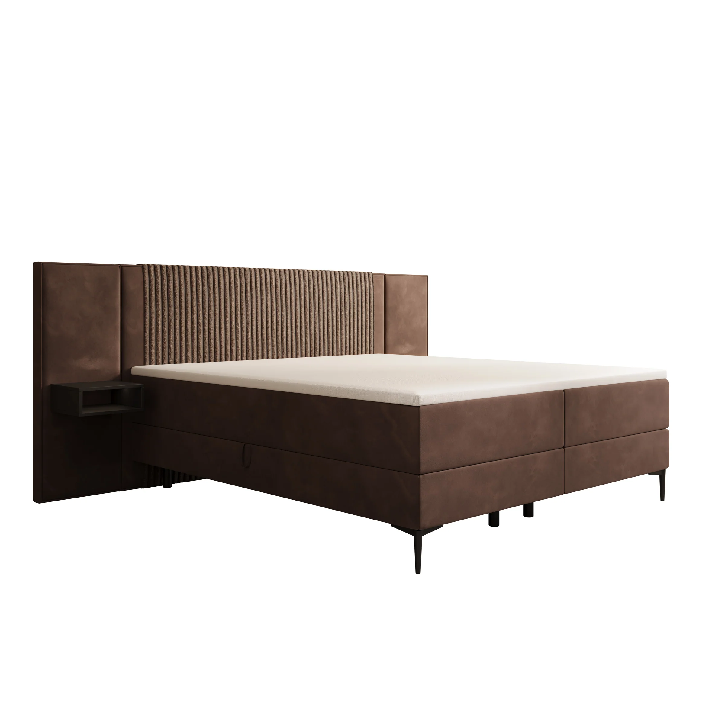 Boyd - Boxspring met nachtkastjes en LED - Velvet bruin - 180x200 cm - Image 5
