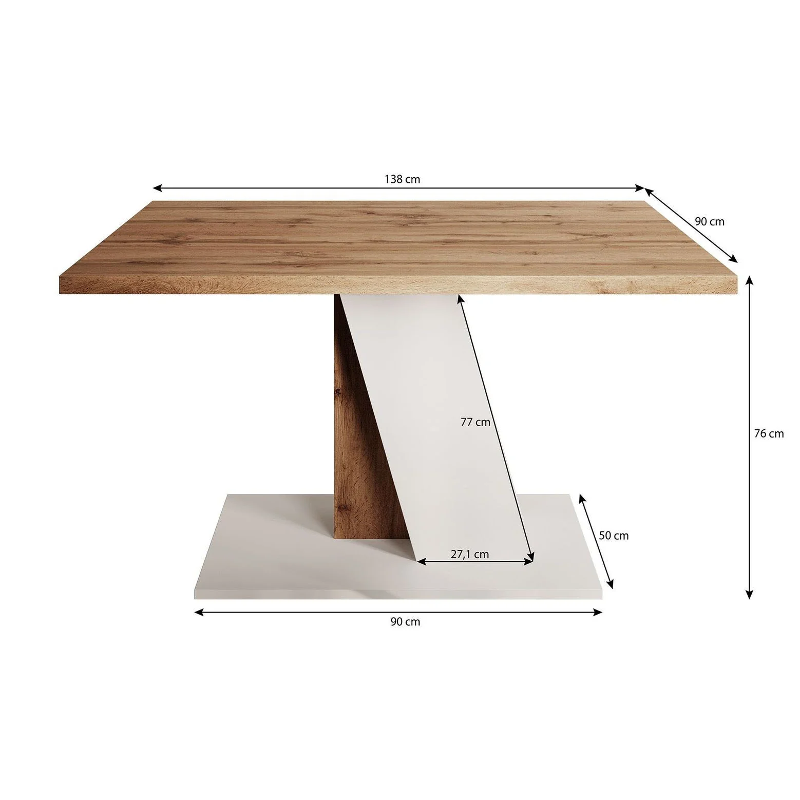 Brand - Eetkamertafel - Eiken/grijs - 138x90x76 cm - Image 3