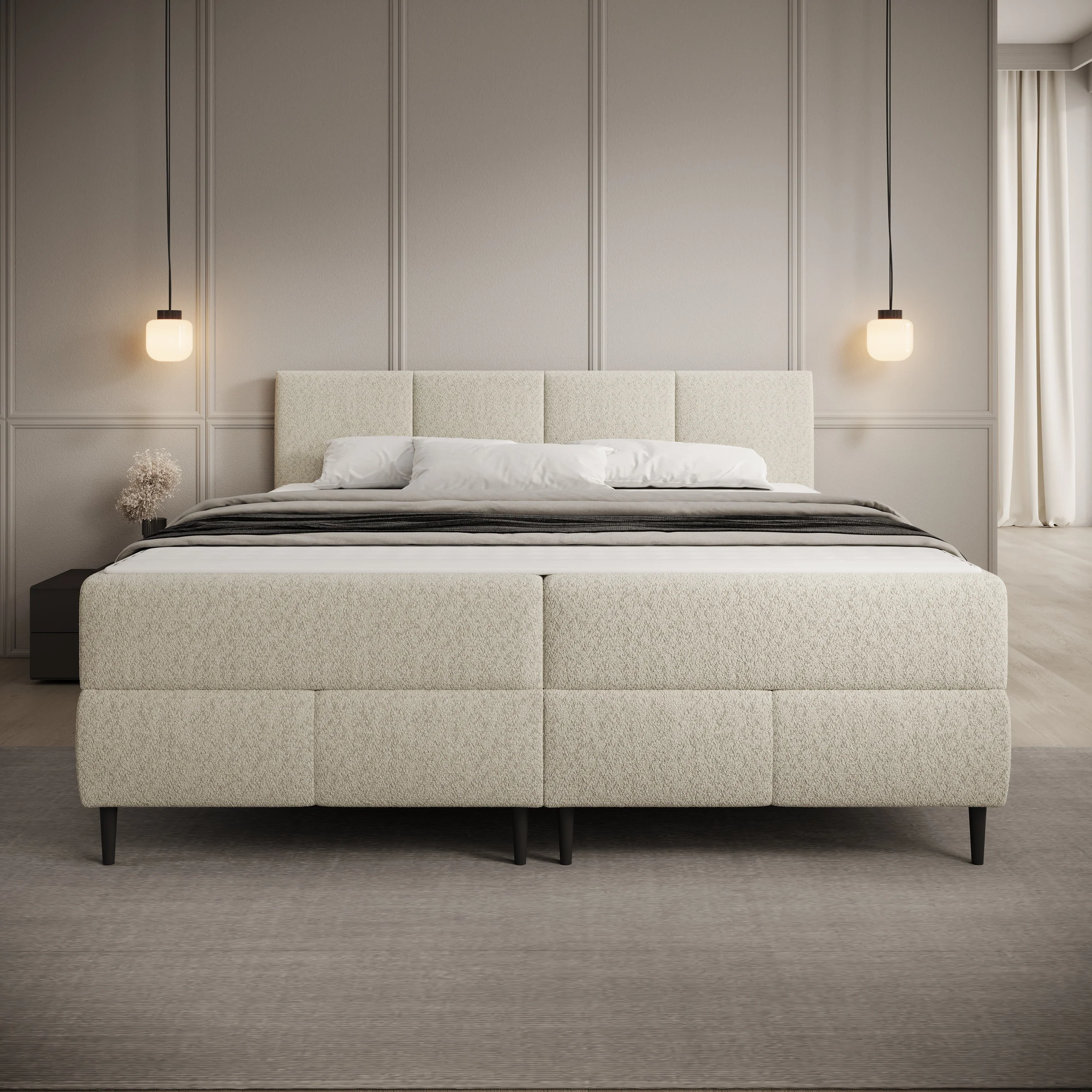 Brisa - Boxspring met opbergruimte - Teddystof beige - 160x200 cm - Image 3