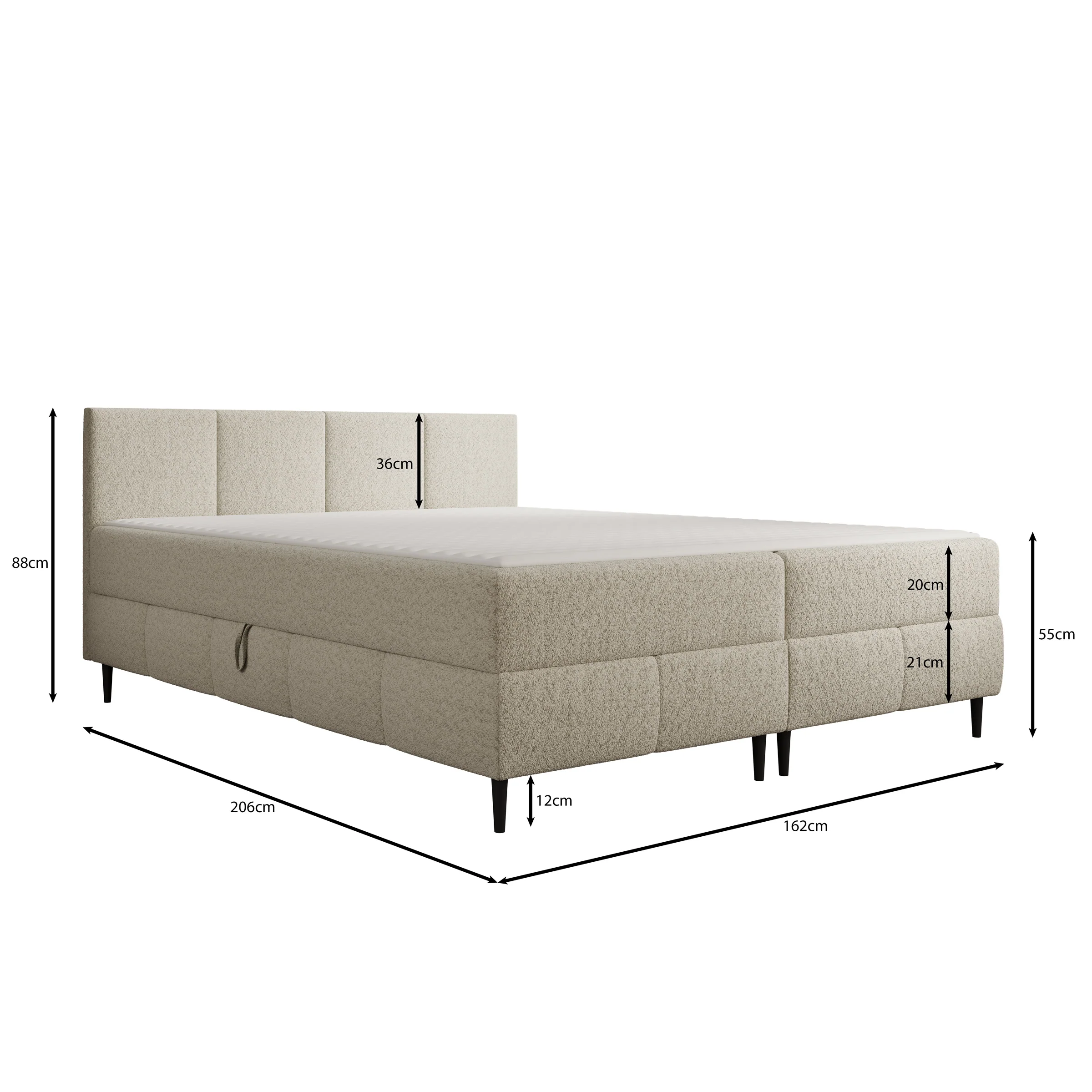 Brisa - Boxspring met opbergruimte - Teddystof beige - 160x200 cm - Image 4