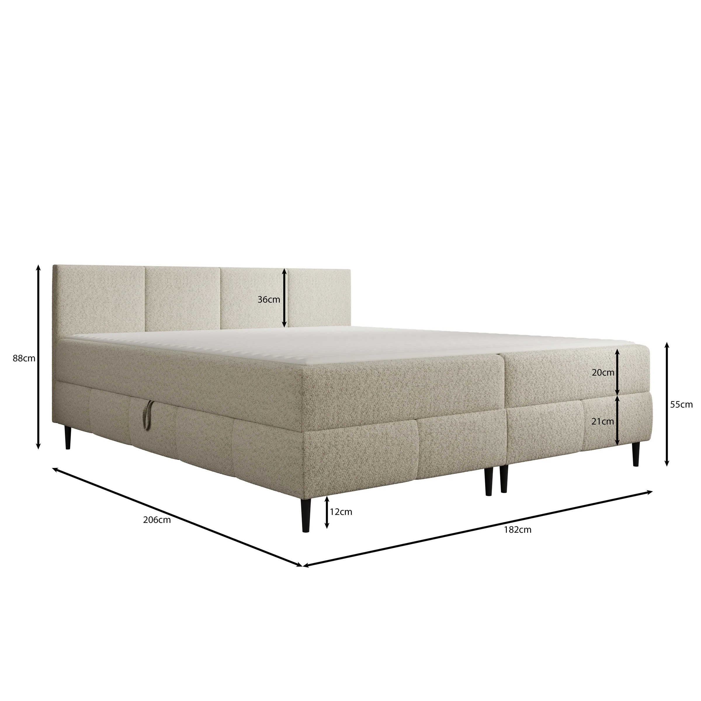 Brisa - Boxspring met opbergruimte - Teddystof beige - 180x200 cm - Image 4