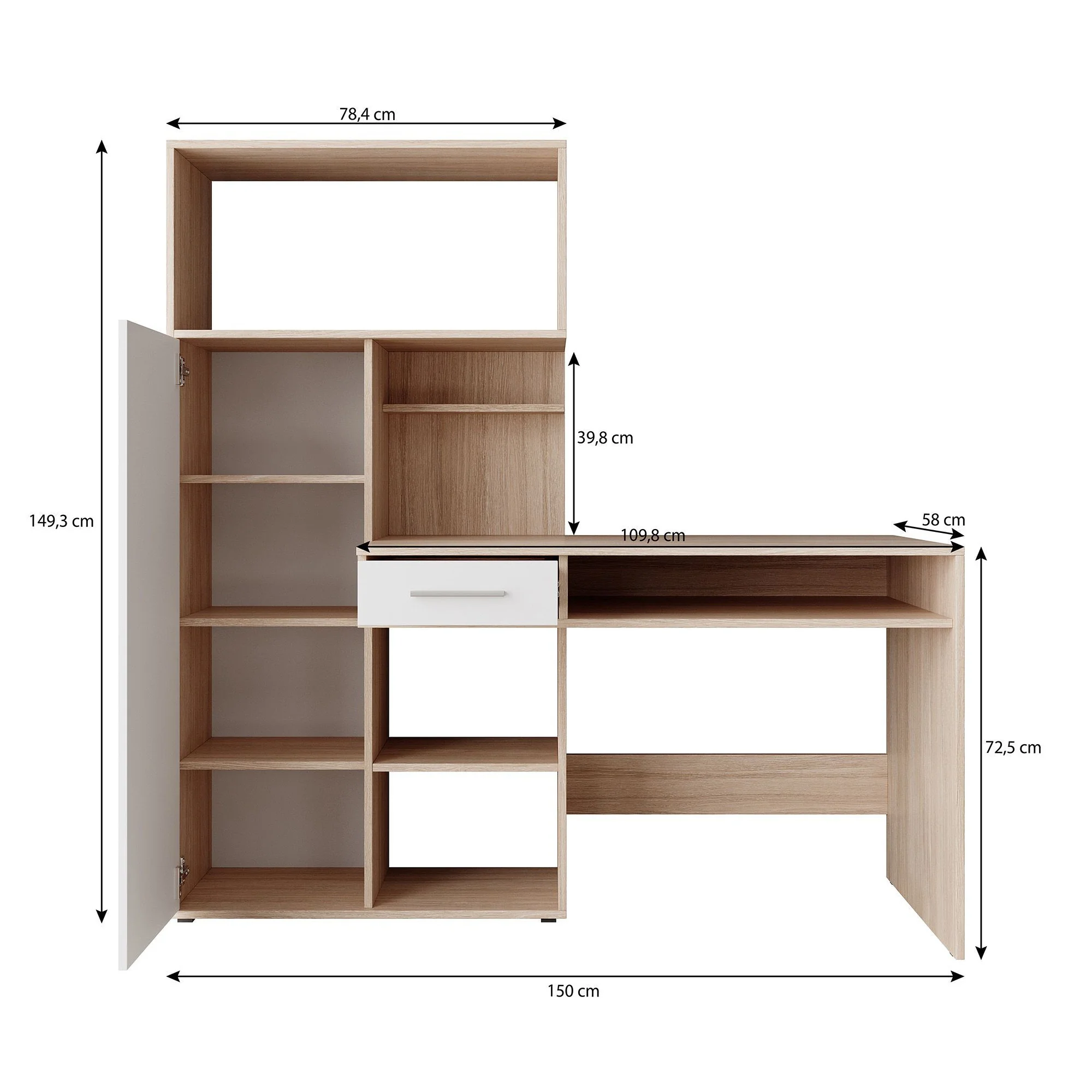 Harrah - Bureau - Eiken - Wit - 150 cm - Image 3