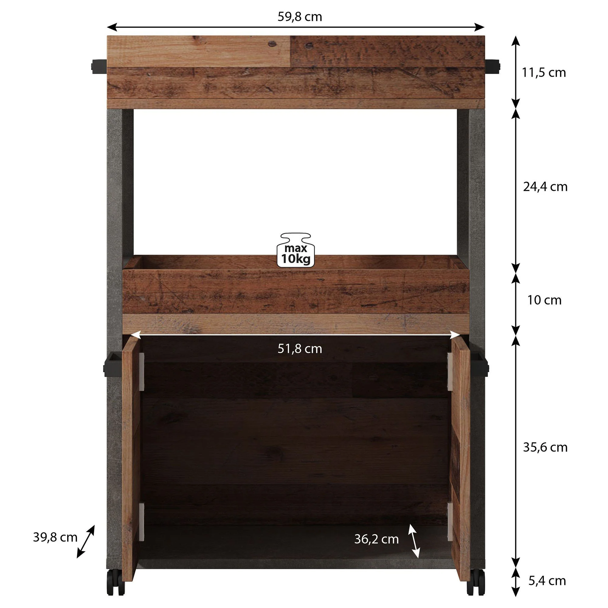 Cade - Barkast - Eiken/grijs - 60x40x87 cm - Image 5