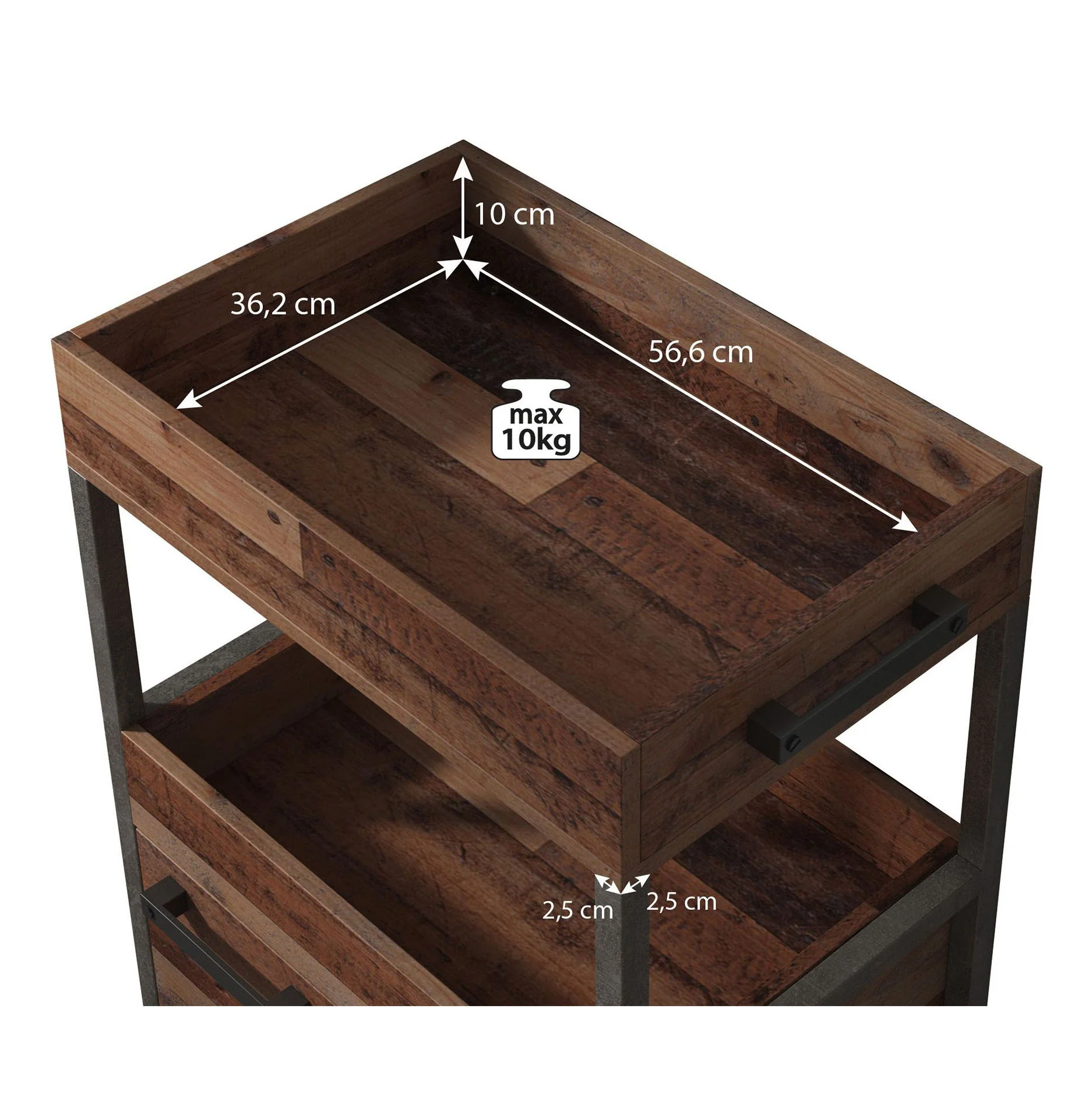 Cade - Barkast - Eiken/grijs - 60x40x87 cm - Image 6