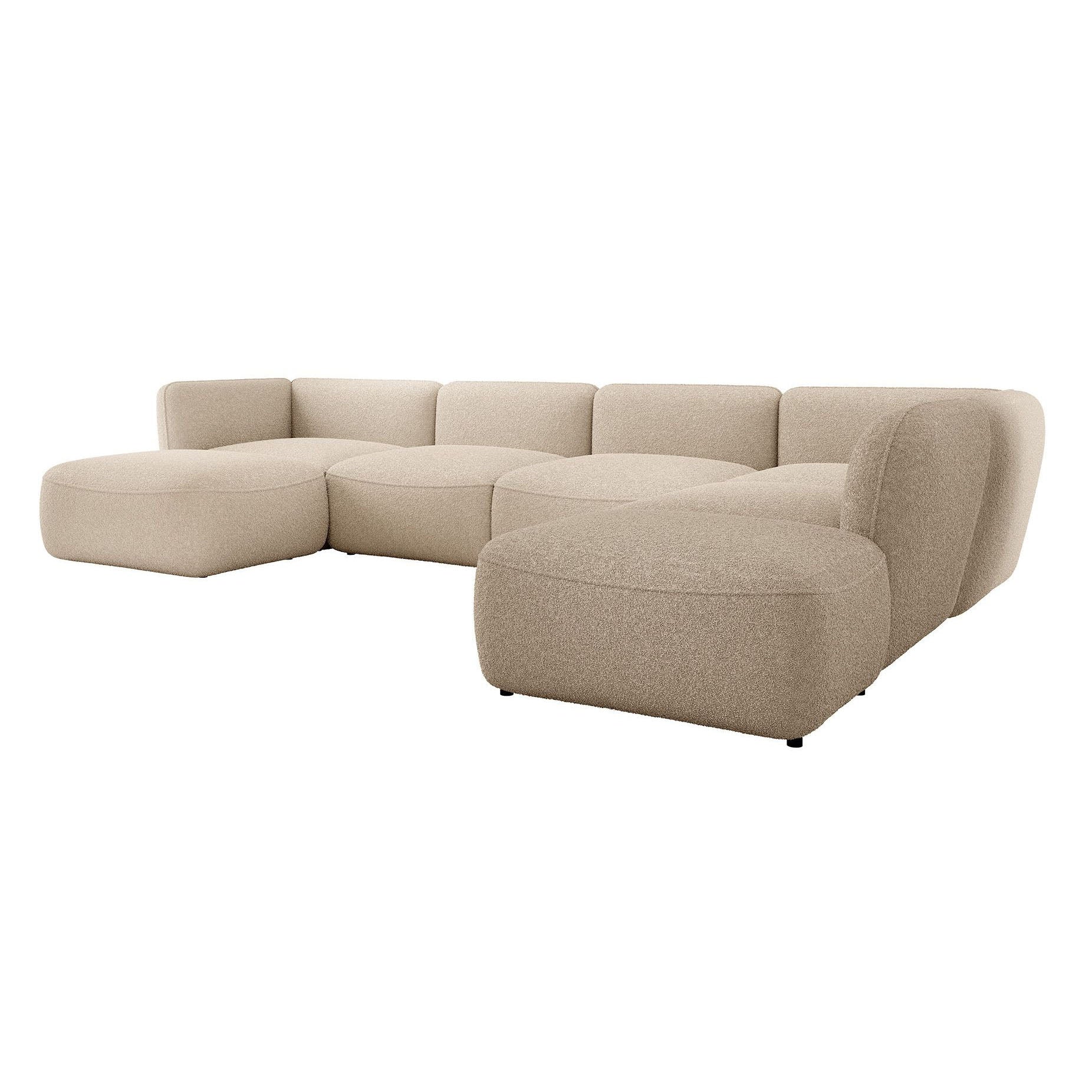Caesar - Hoekbank 5-zits met chaise longue - Teddystof beige - Rechts - 372x218x75 cm - Image 6