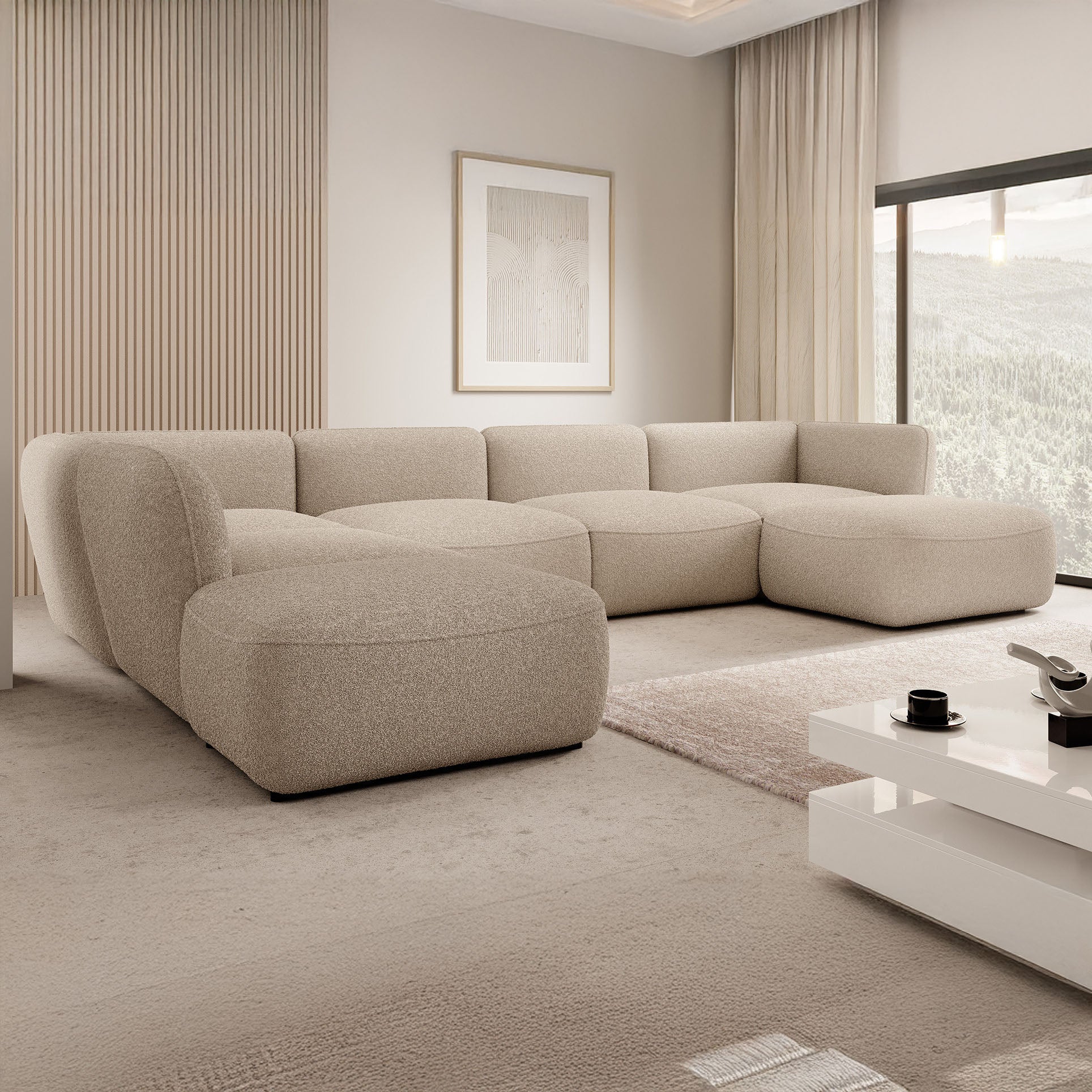 Caesar - Hoekbank 5-zits met chaise longue - Teddystof taupe - Links - Image 2