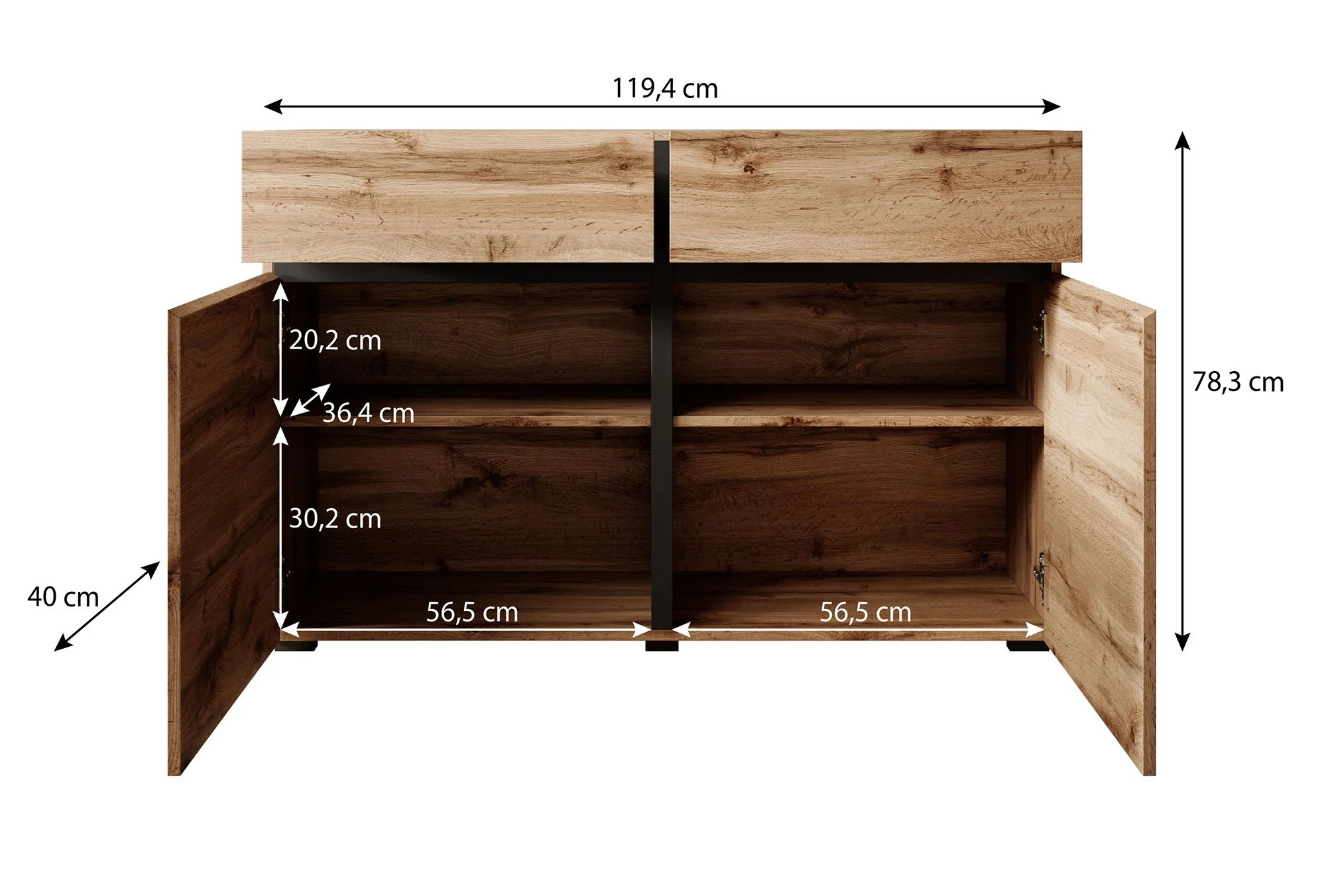 Cainan - Dressoir - Beige/zwart - 119x40x78 cm - Image 5
