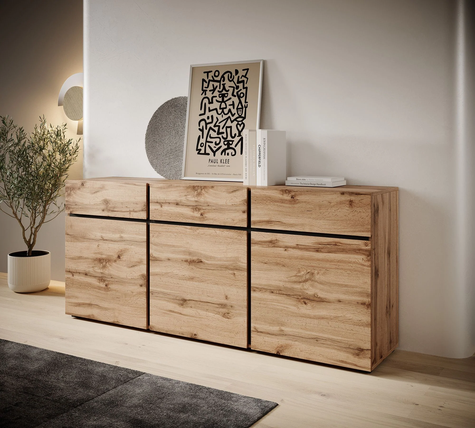 Cainan - Dressoir - Eiken/zwart - 180x40x78 cm