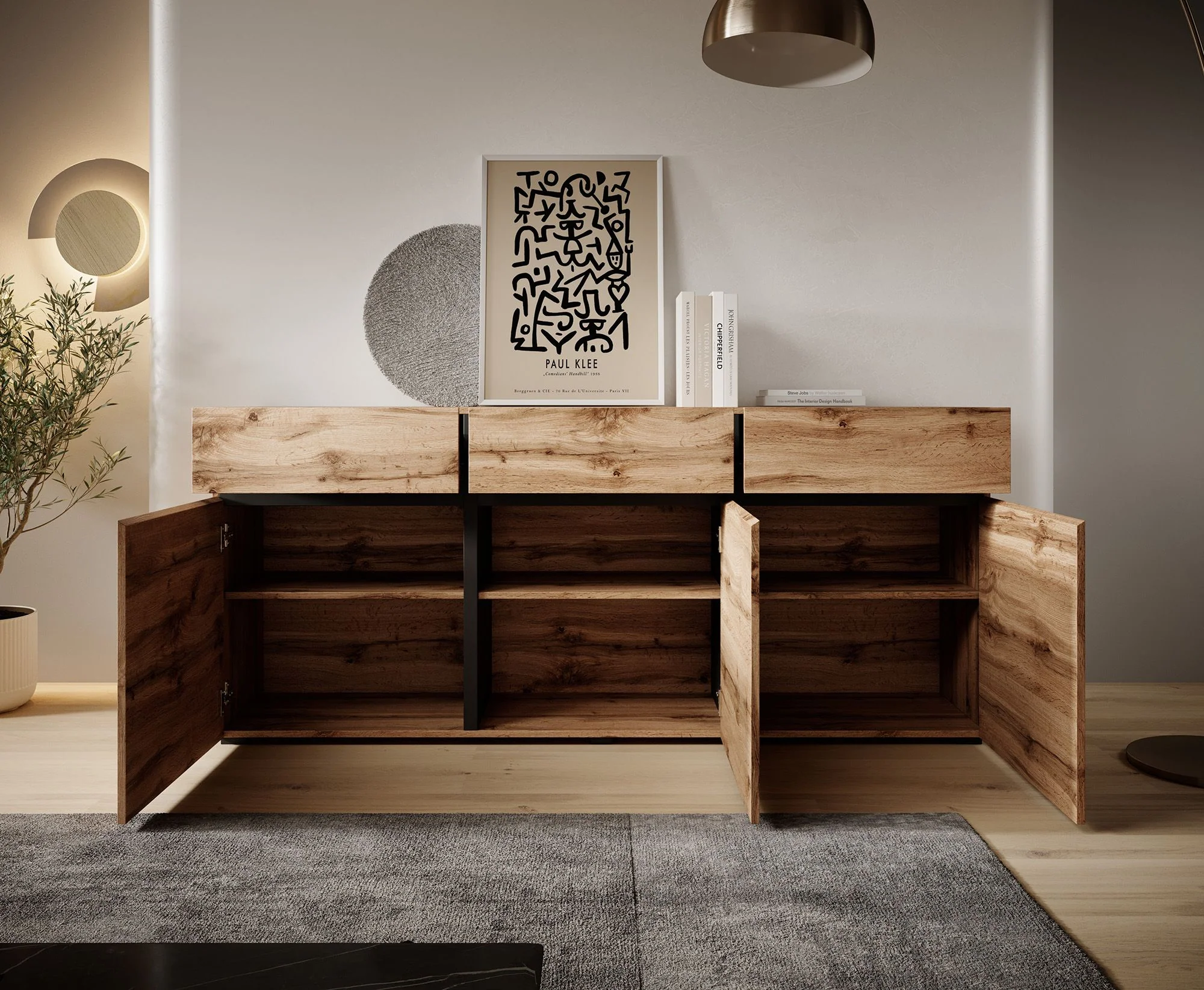 Cainan - Dressoir - Eiken/zwart - 180x40x78 cm - Image 3