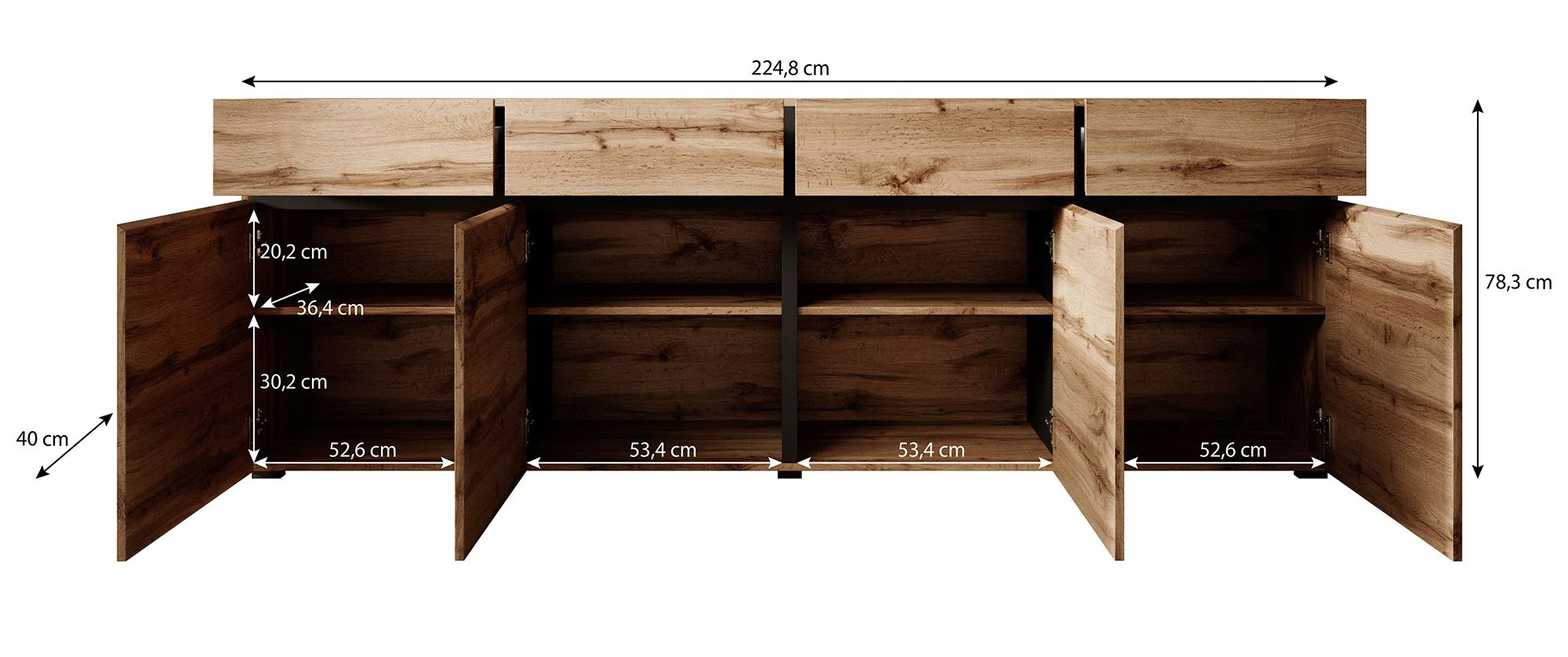 Cainan - Dressoir - Groen - 225x40x78 cm - Image 5