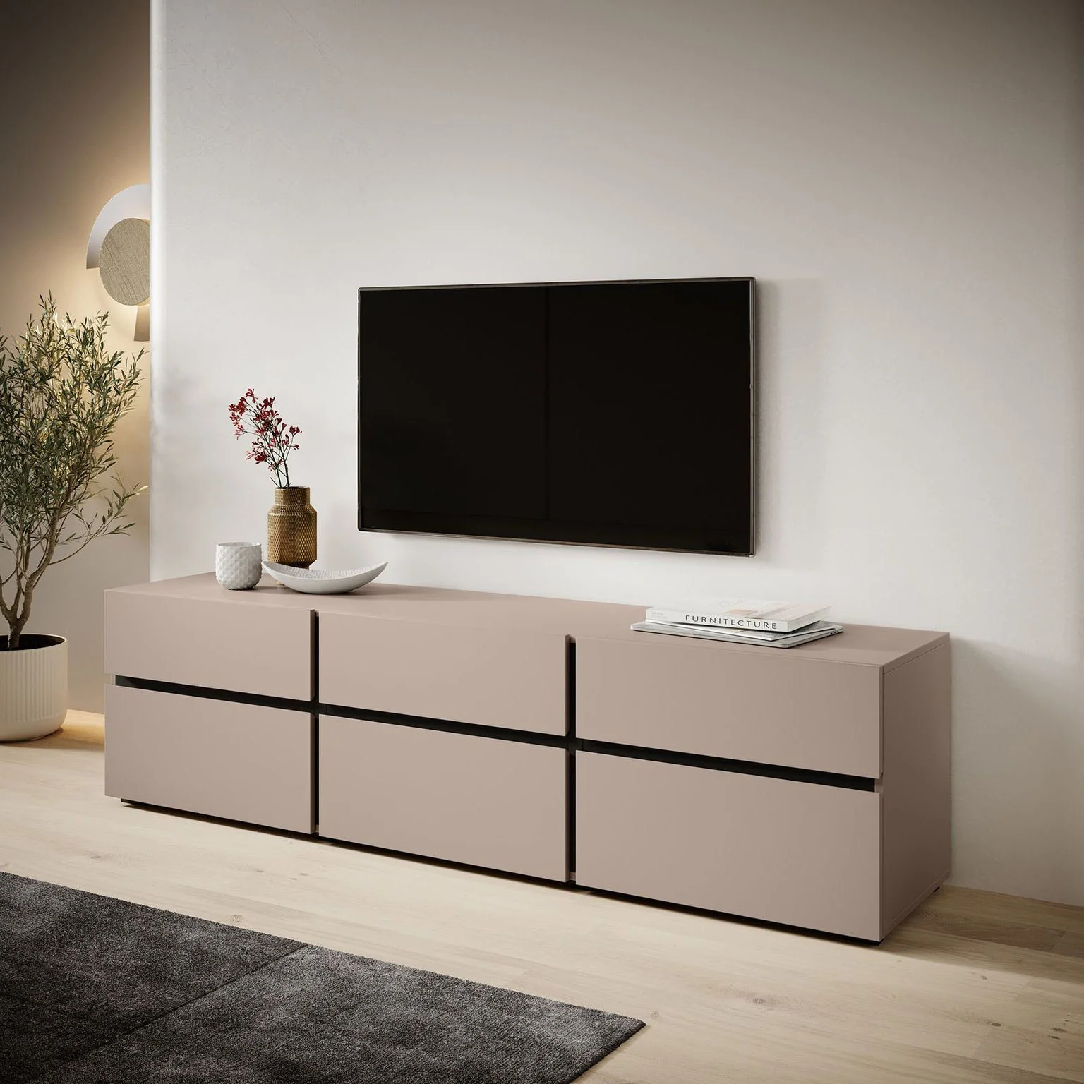 Cainan - TV-Meubel - met 3 lades - Beige - 180 cm