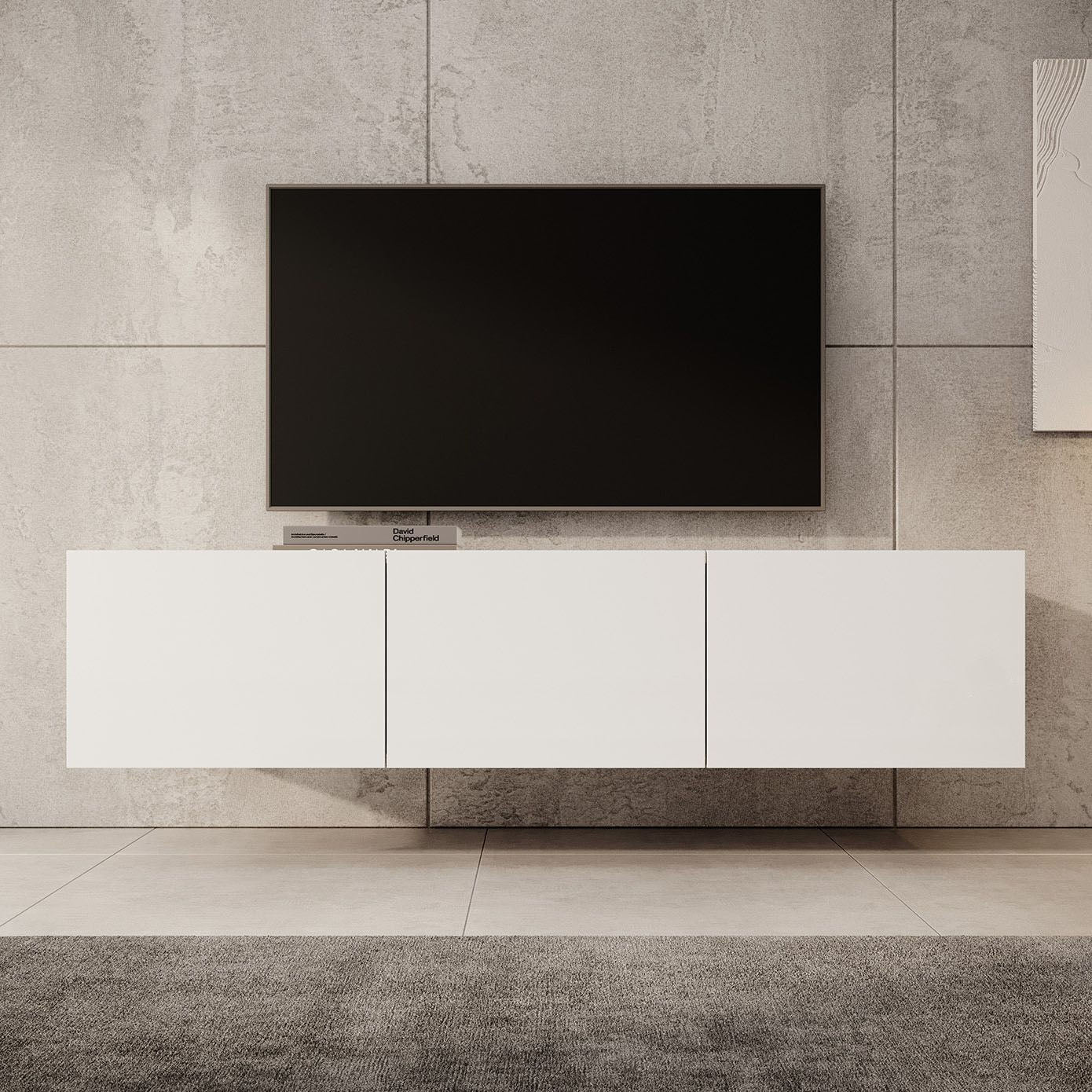 Calabas - TV-Meubel met 3 deuren - Wit - 150x43x37 cm - Image 5