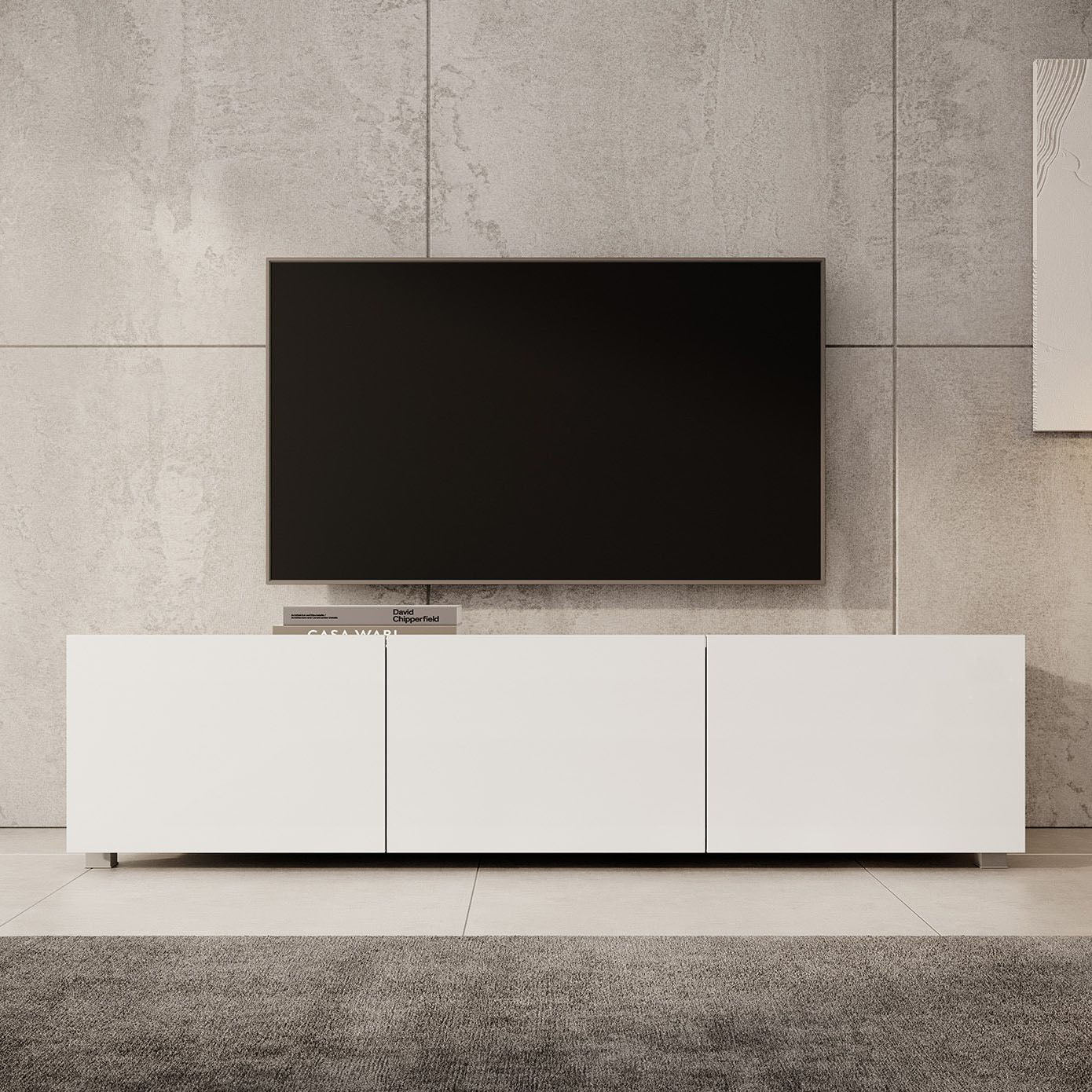 Calabas - TV-Meubel met 3 deuren - Wit - 150x43x37 cm - Image 6