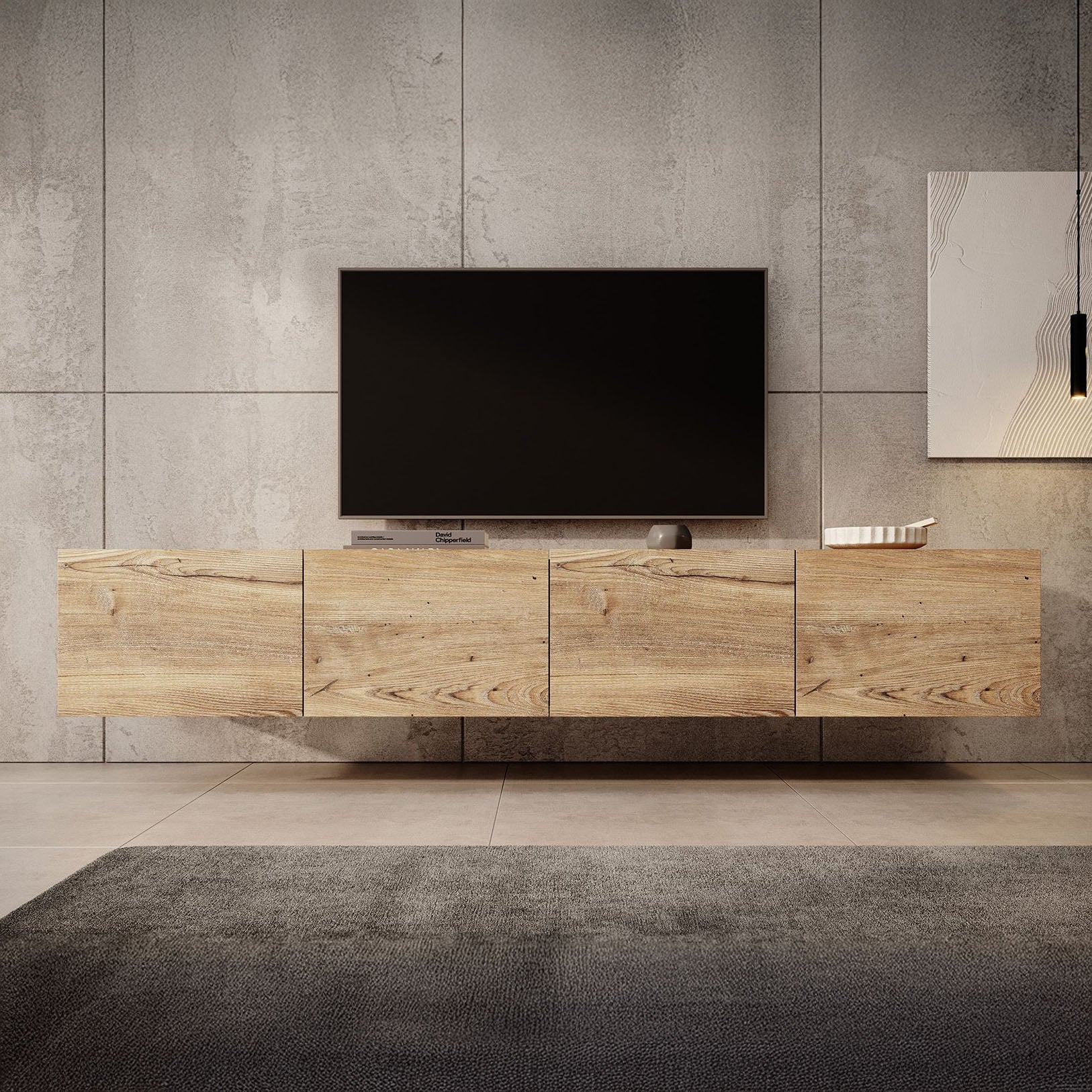 Calabas - TV-Meubel met 4 deuren - Kastanje - 200x43x37 cm - Image 5