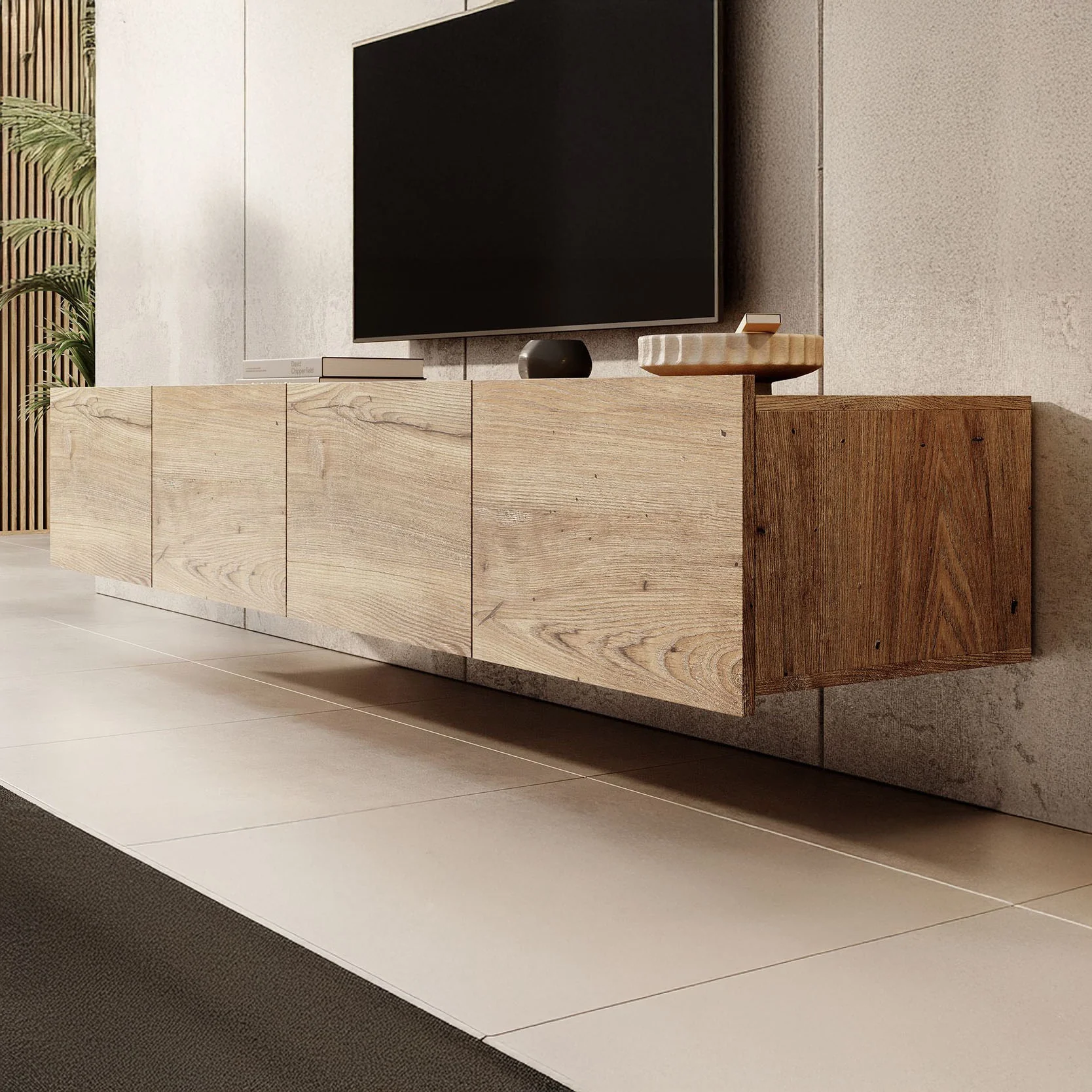 Calabas - TV-Meubel met 4 deuren - Kastanje - 200x43x37 cm - Image 7