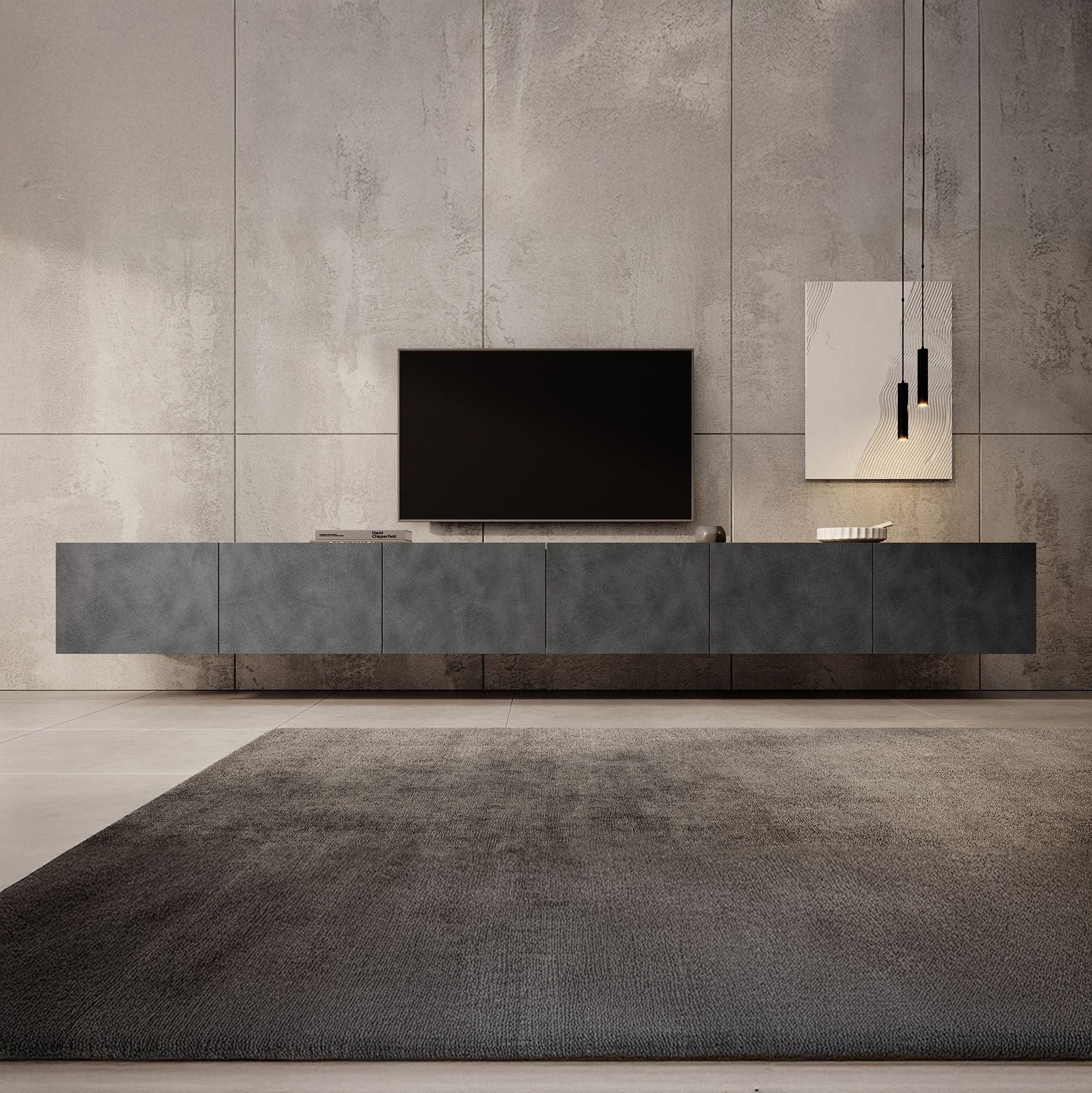 Calabas - TV-Meubel met 6 deuren - Grijs - 300x43x37 cm - Image 6