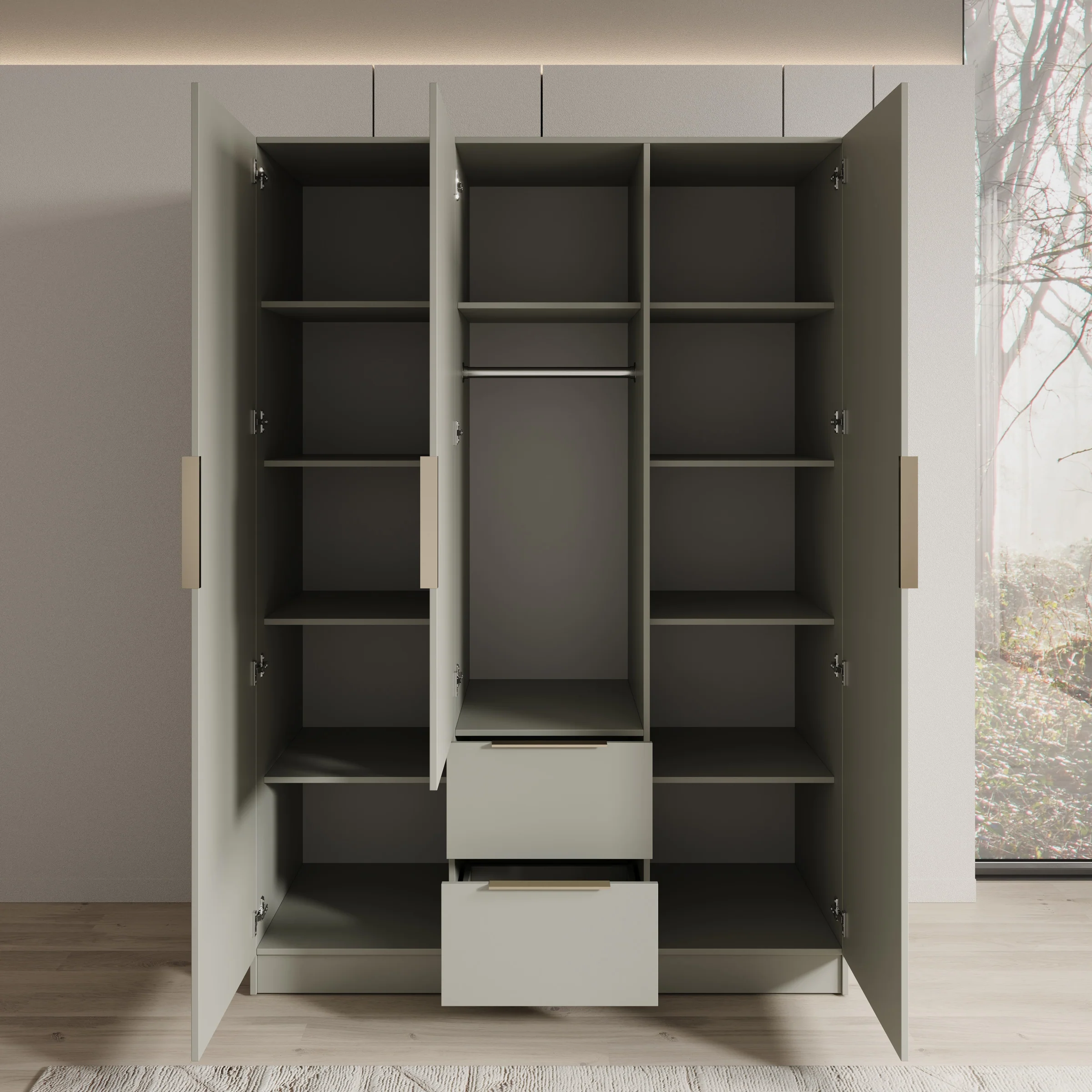 Caliero - Kledingkast 3-deurs - Beige - 150x60x216 cm - Image 2