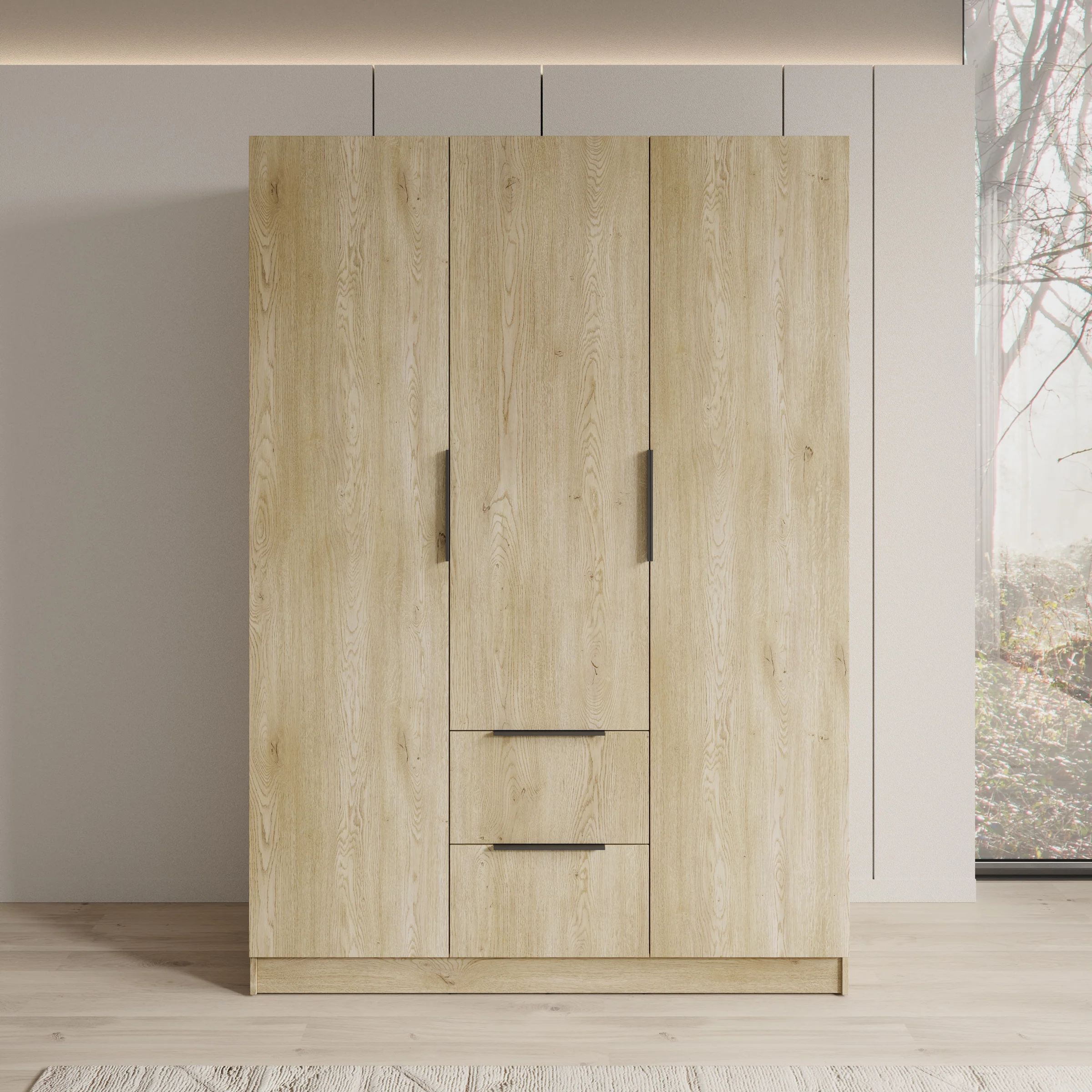 Caliero - Kledingkast 3-deurs - Eikenpatroon - 150x60x216 cm - Image 3
