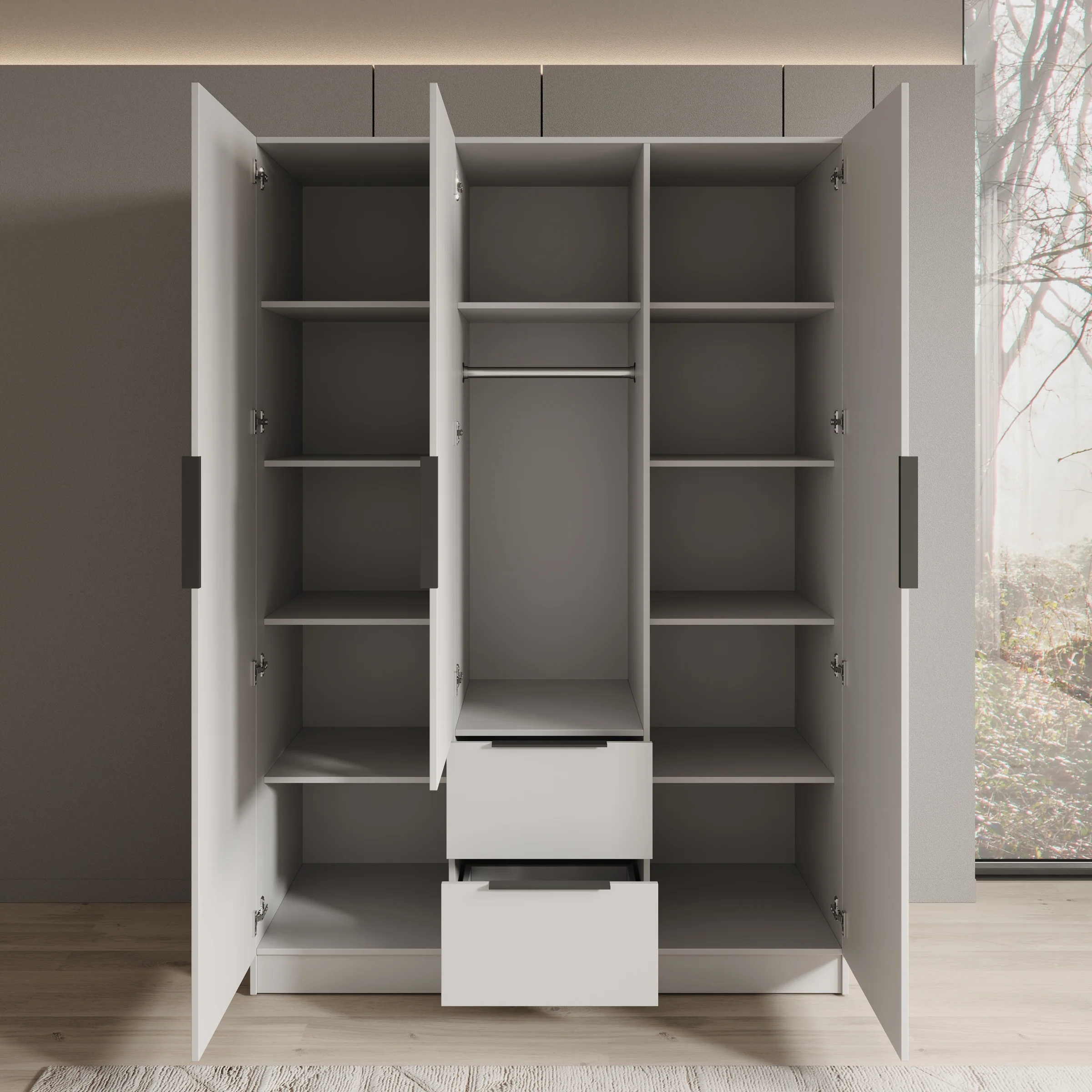 Caliero - Kledingkast 3-deurs - Wit - 150x60x216 cm - Image 2