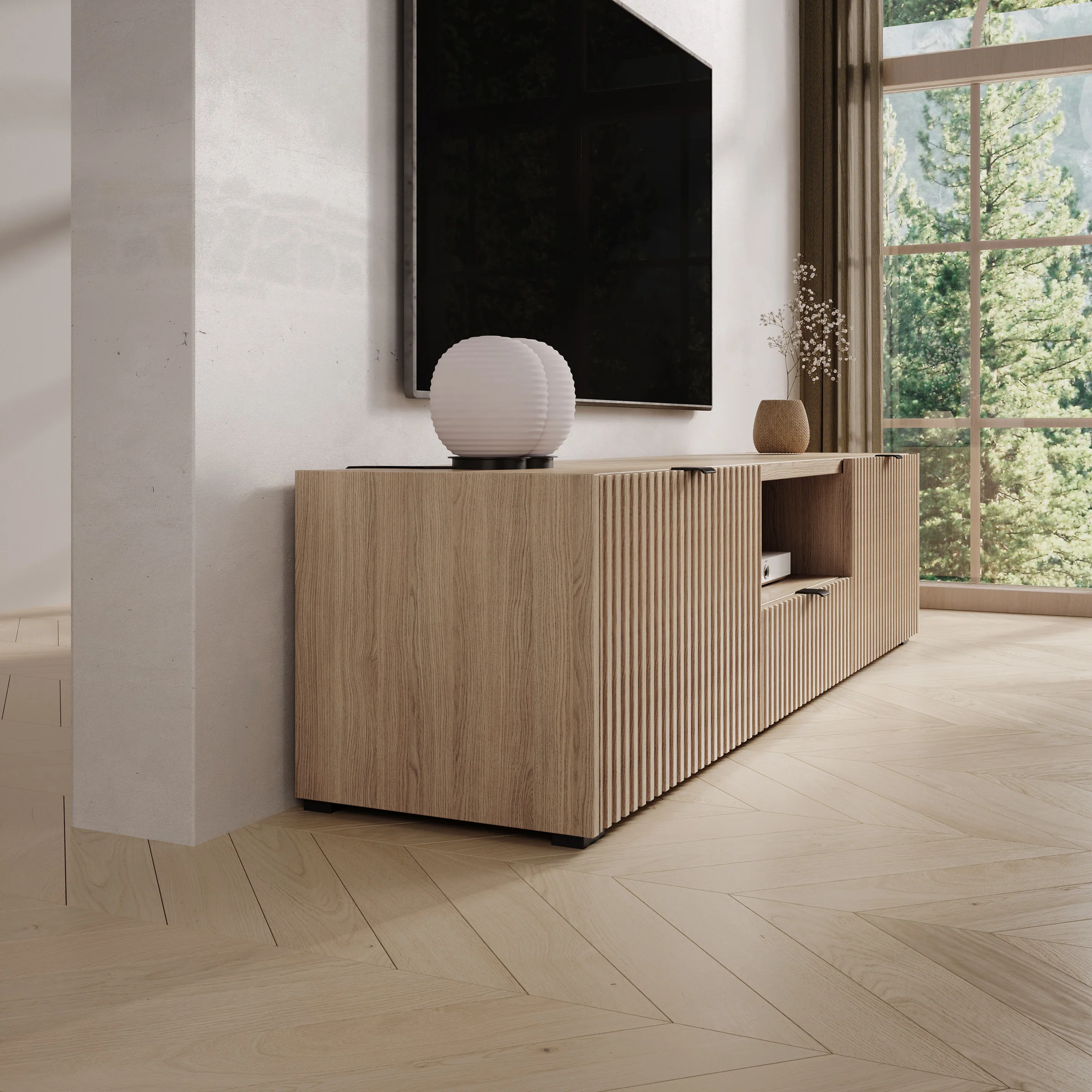Callahan - TV-Meubel - Eiken - 179x40x42 cm - Image 4