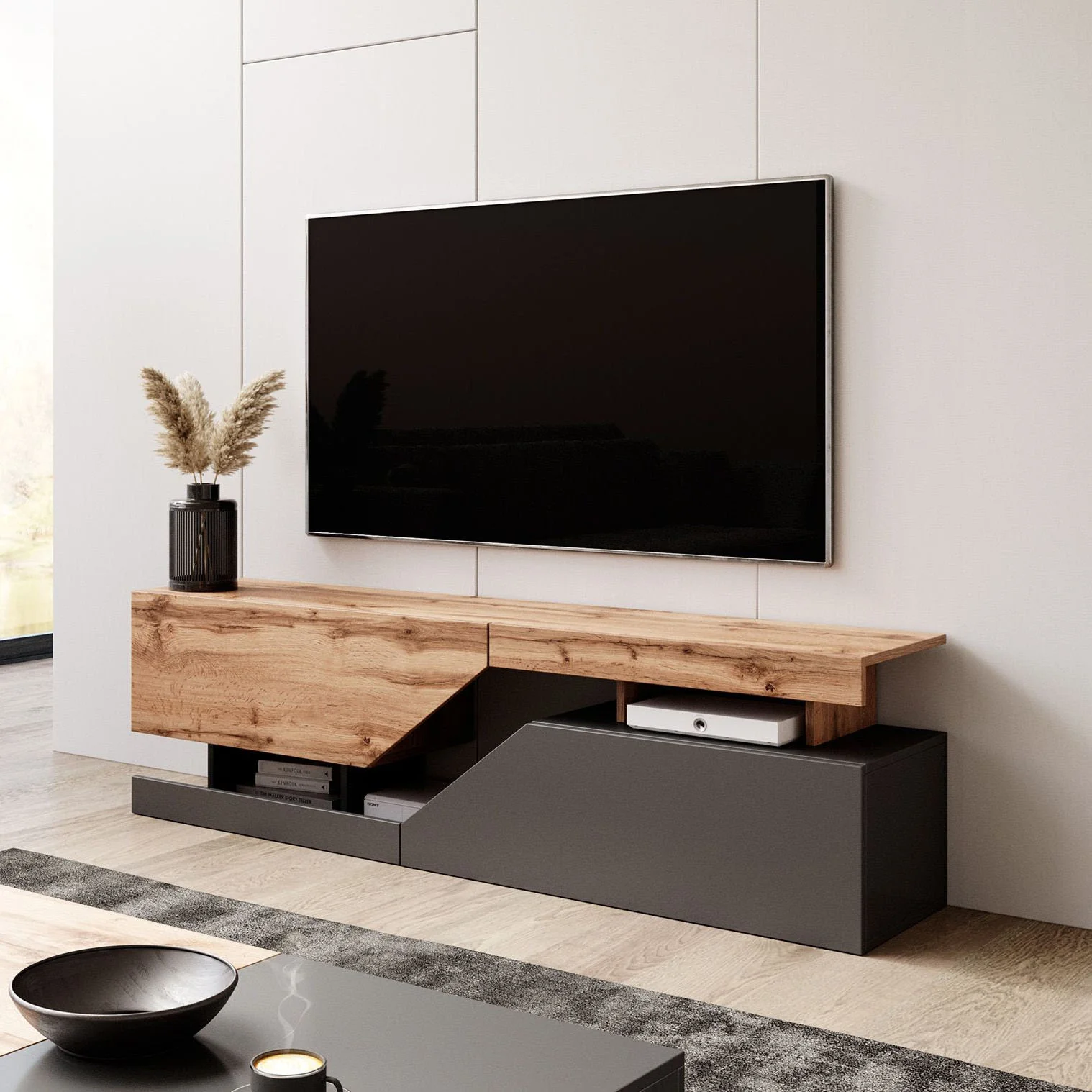 Canberra - TV-Meubel - Eiken/antraciet  - 160 cm