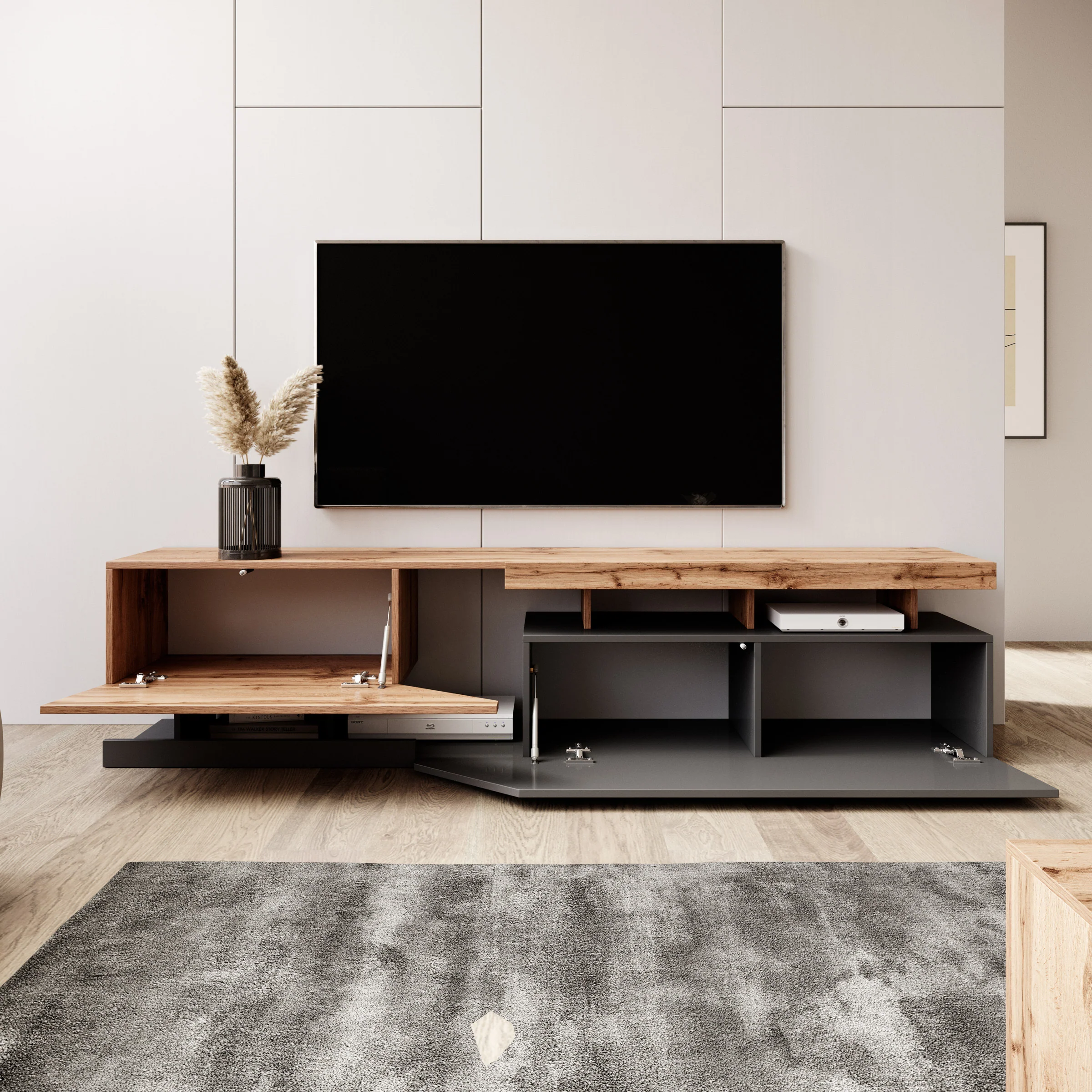 Canberra - TV-Meubel - Eiken/antraciet - Image 2