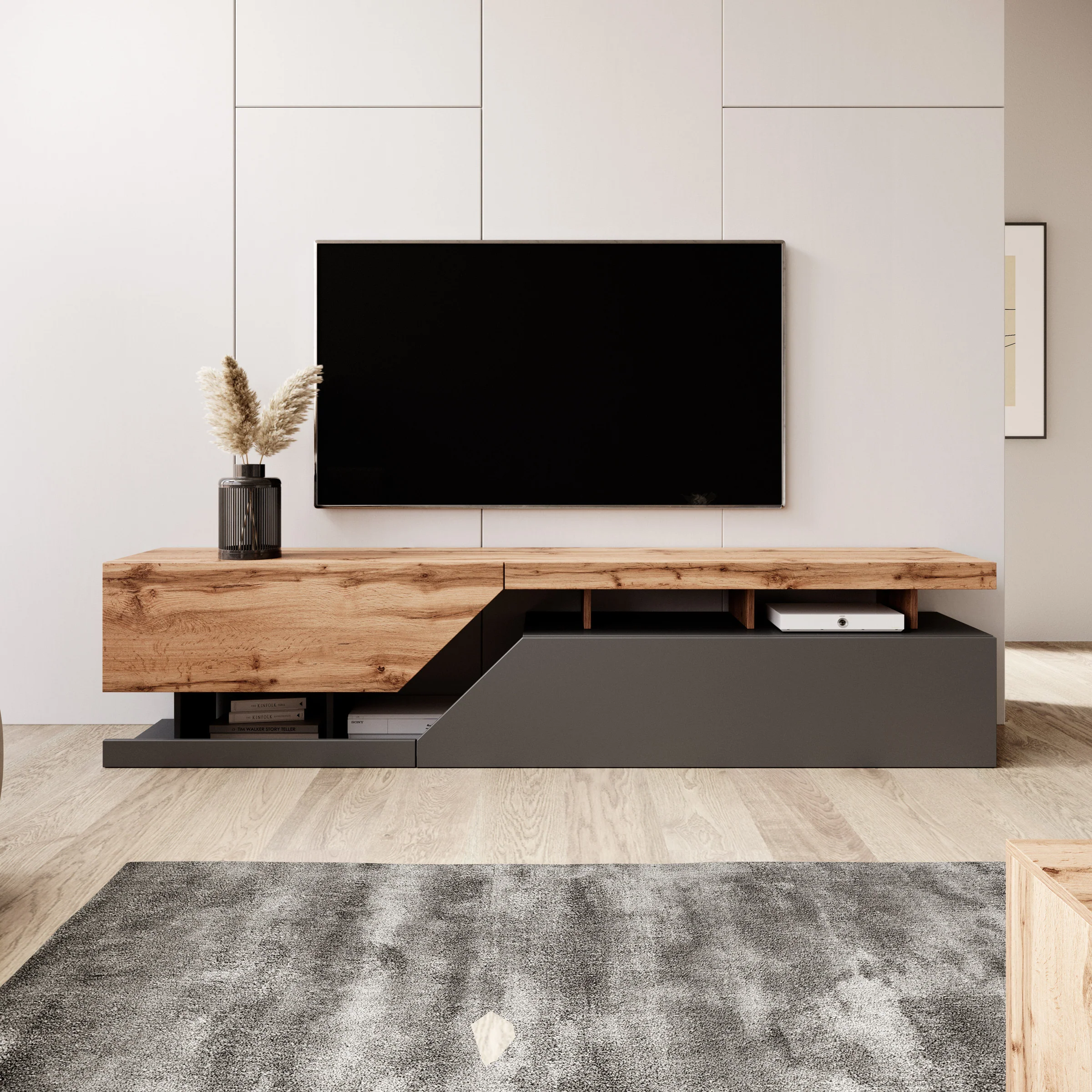 Canberra - TV-Meubel - Eiken/antraciet - Image 3