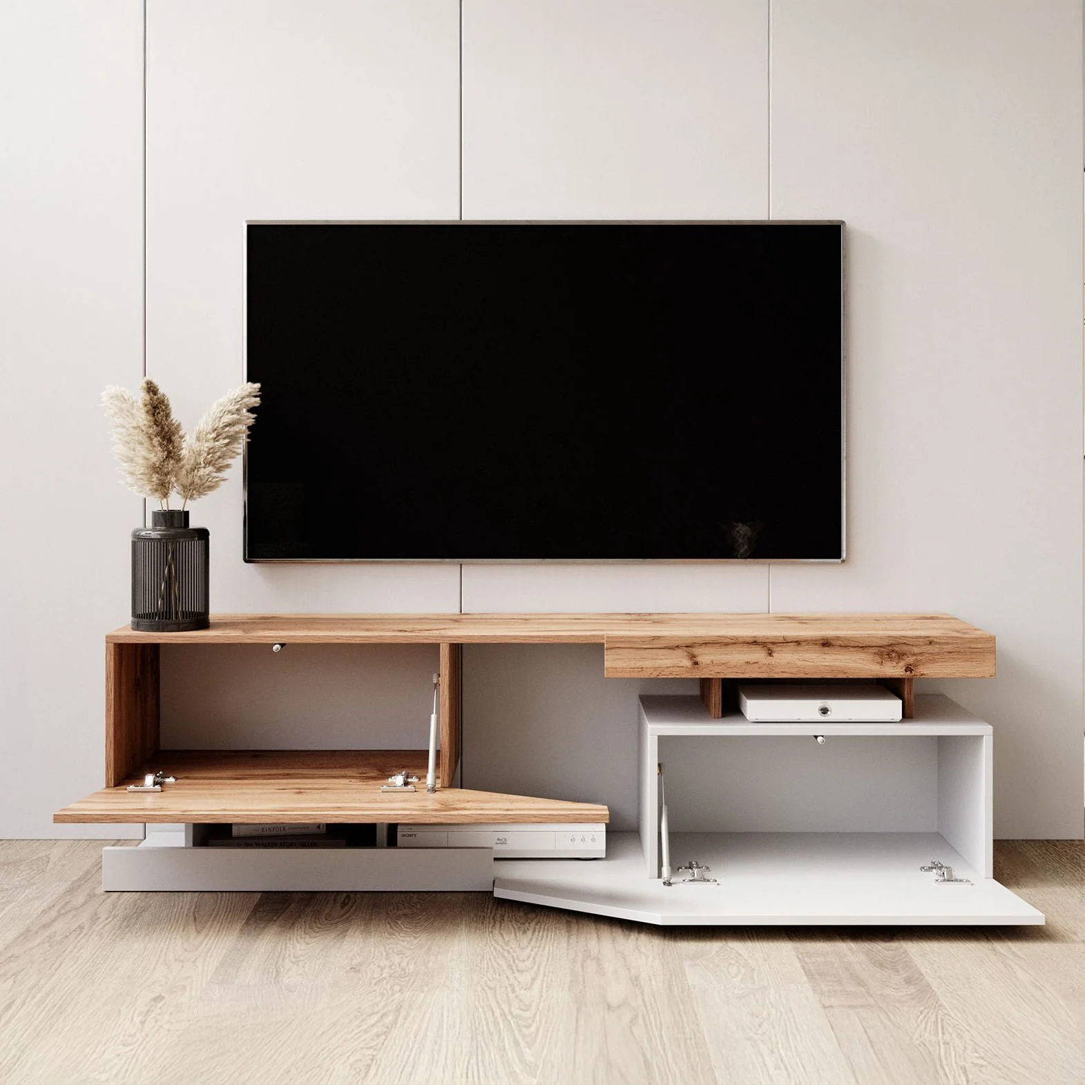 Canberra - TV-Meubel - Eiken/wit  - 160 cm - Image 2