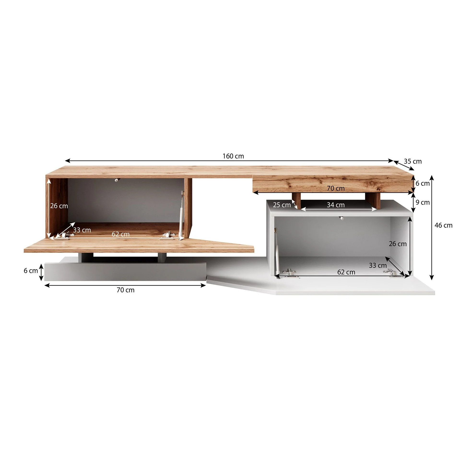 Canberra - TV-Meubel - Eiken/wit  - 160 cm - Image 5