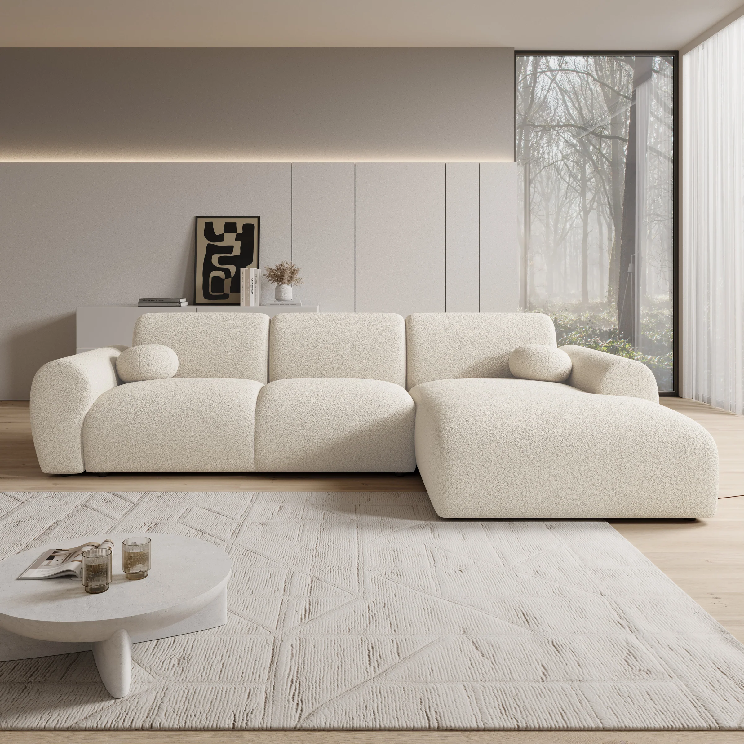 Canyon - Hoekbank 4-zits met chaise longue - Teddystof beige - Rechts - Image 2