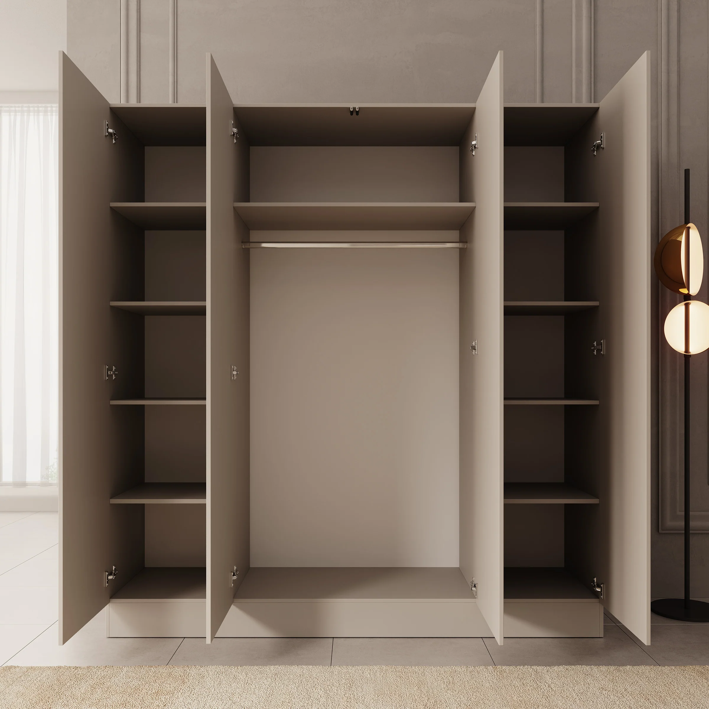 Capri - Kledingkast 4-deurs - Beige - 205x55x220 cm - Image 2