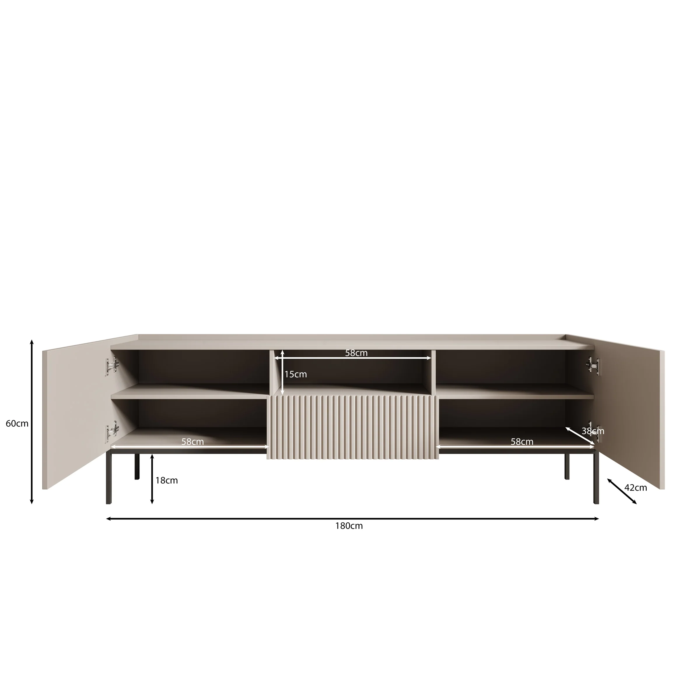 Capri - TV-Meubel - Beige - 180x42x60 cm - Image 6
